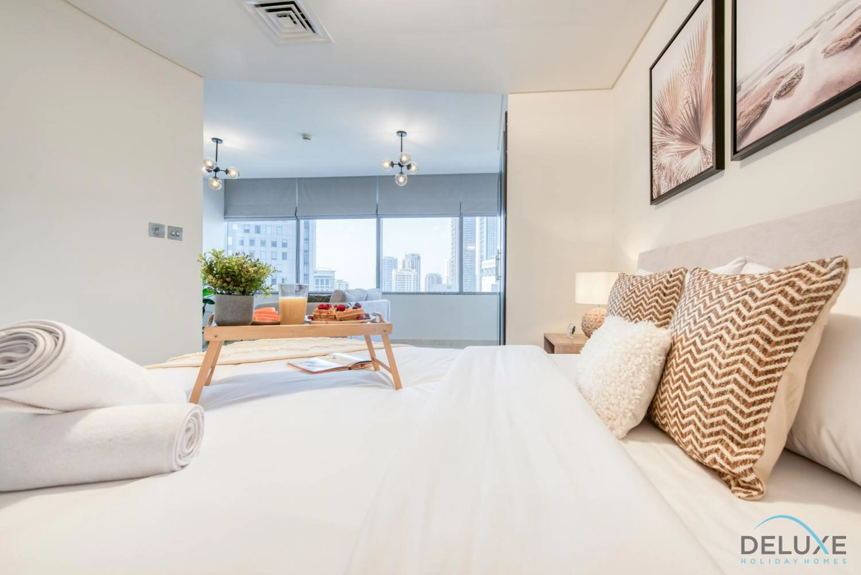 Photo of the whole room, Bed in Calm Studio at Sky Gardens DIFC by Deluxe Holiday Homes