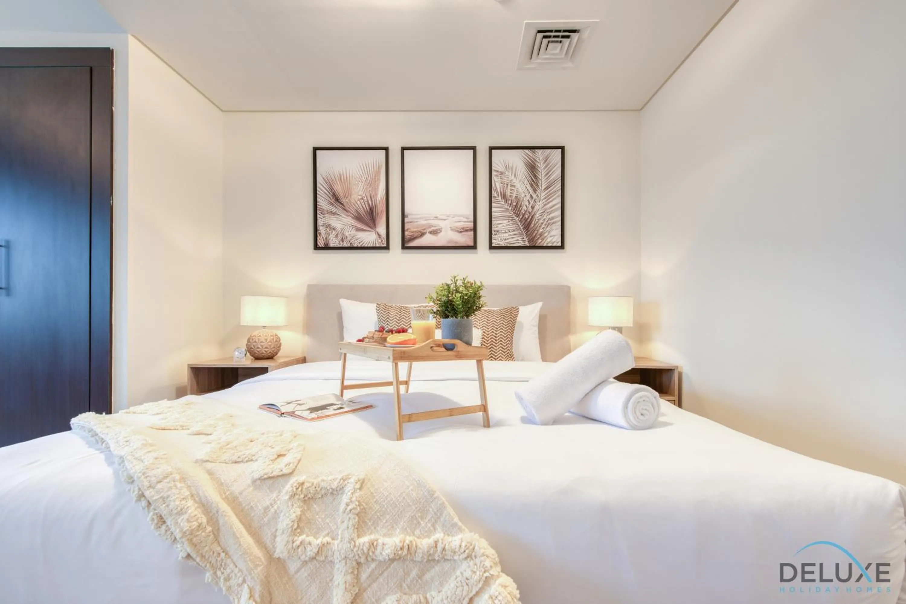 Bed in Calm Studio at Sky Gardens DIFC by Deluxe Holiday Homes