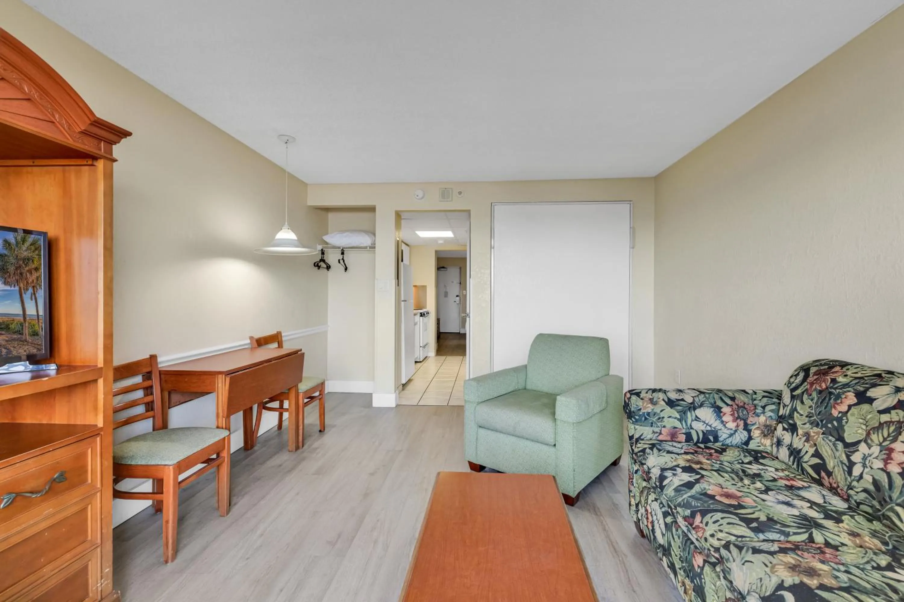 Living room in Oceanfront Boardwalk Condo w Private Balcony and Beach