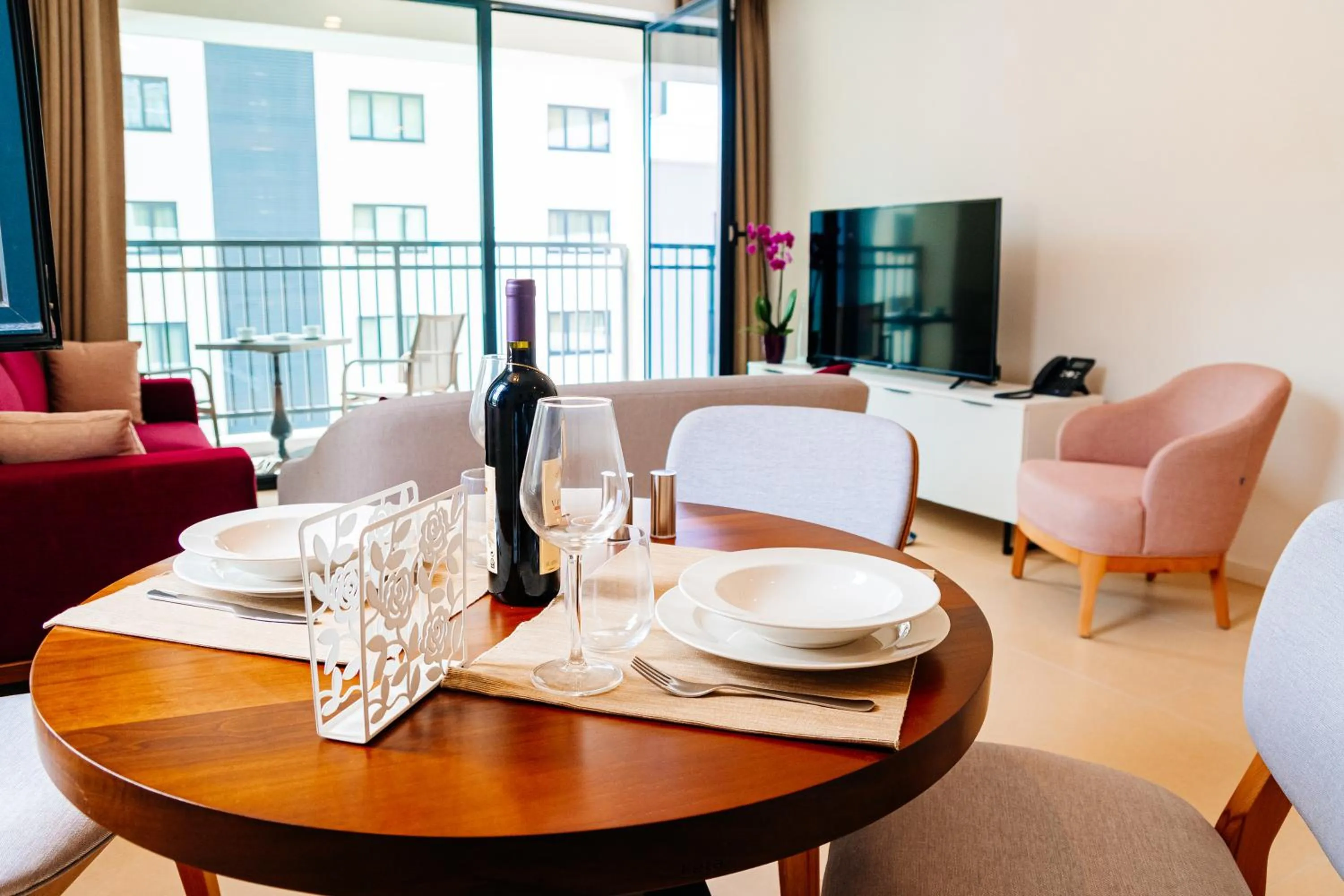 Living room in Sunraf Luxe Apartments