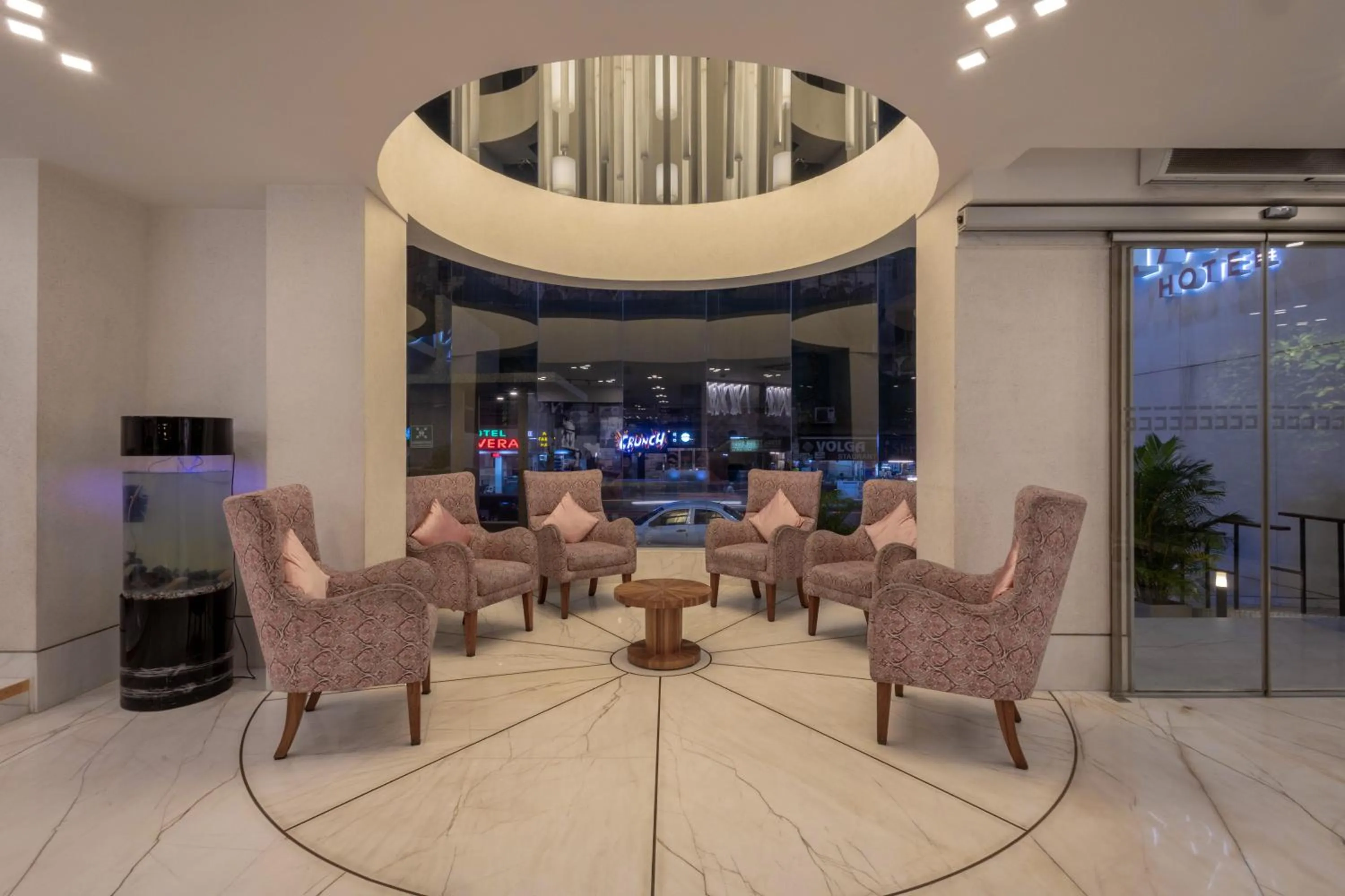 Seating area in De Glance Hotel, Near Surat Railway Station