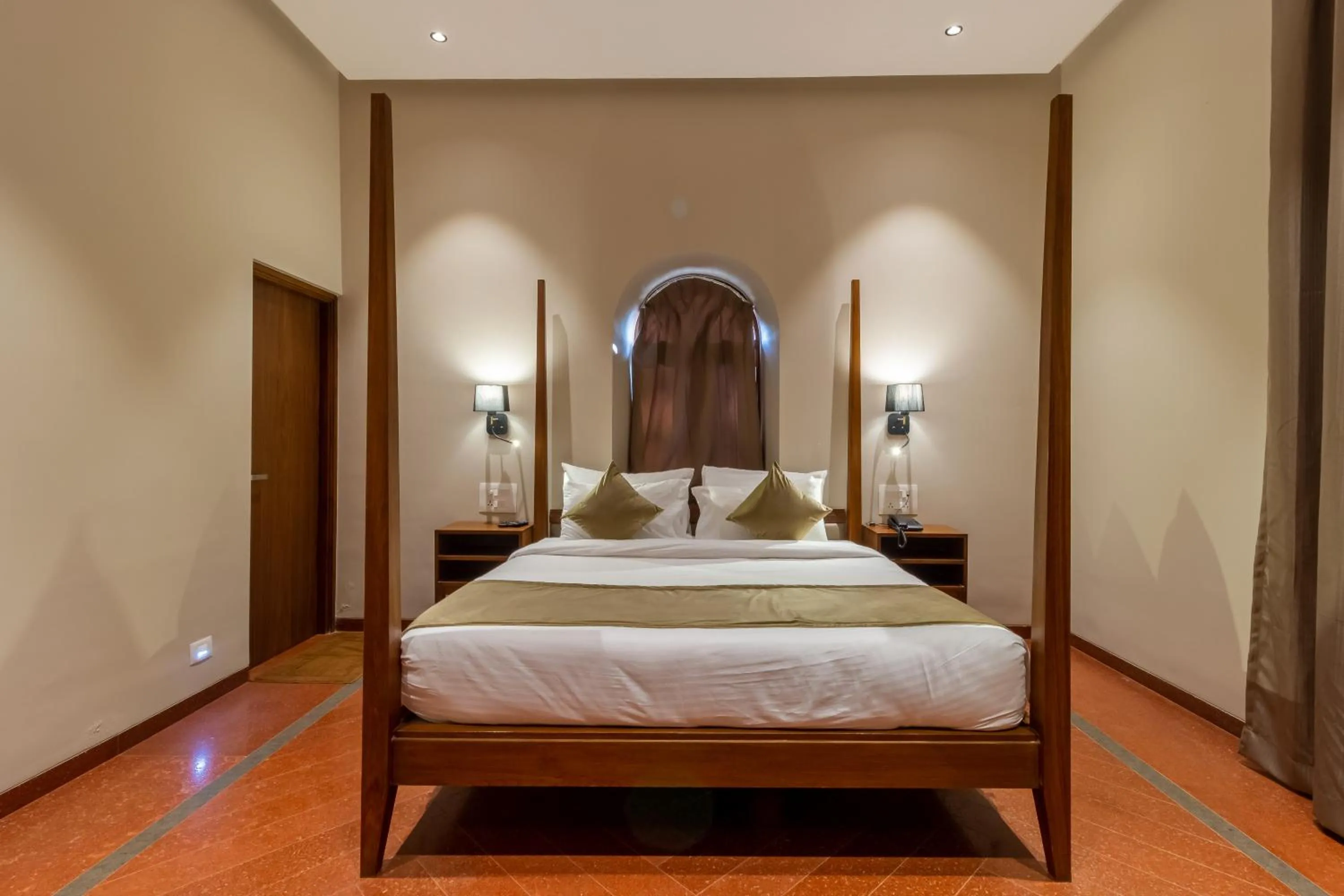 Bed in R R Heritage Resort Pure Vegetarian