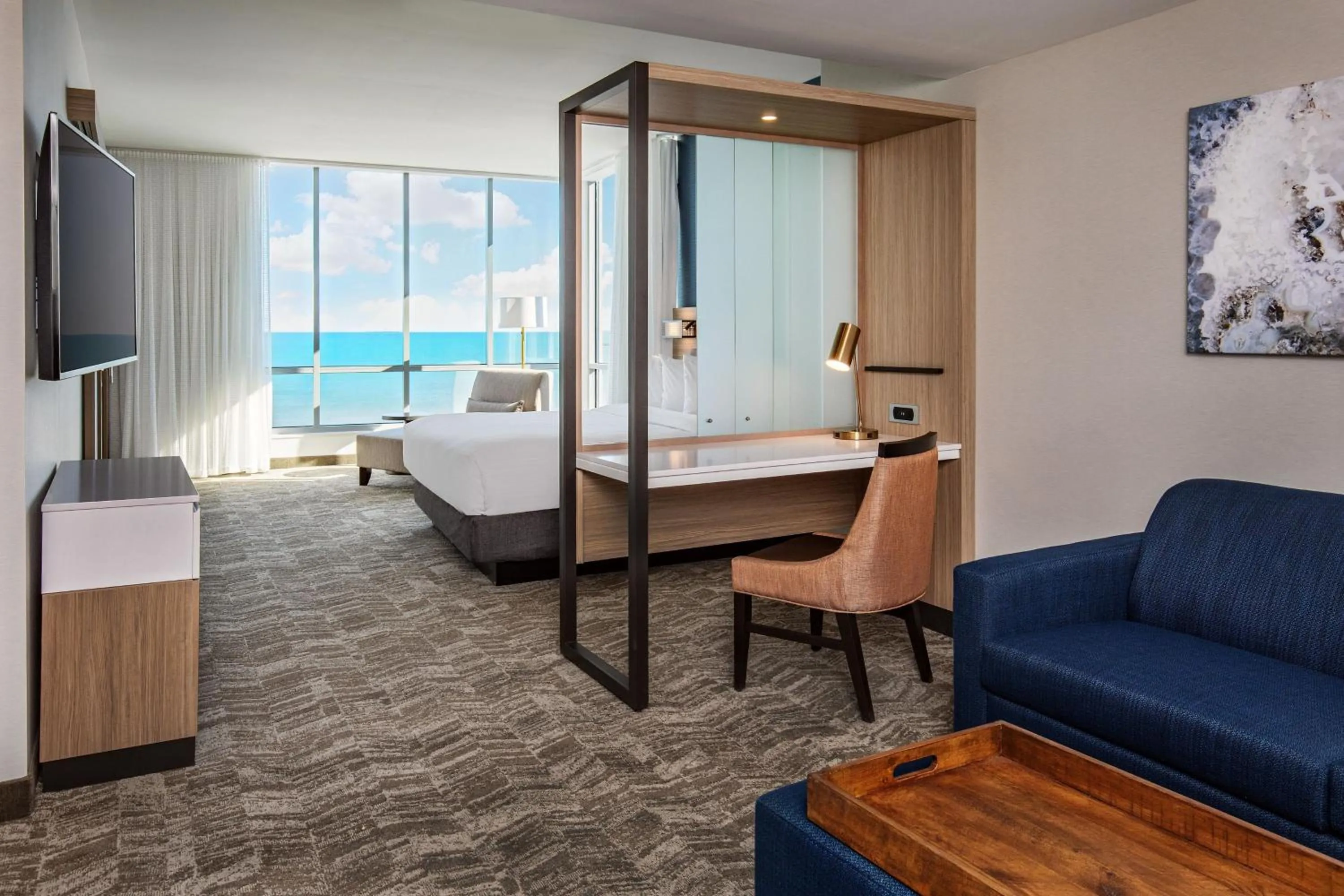 Photo of the whole room, Bed in SpringHill Suites by Marriott Boston Logan Airport Revere Beach