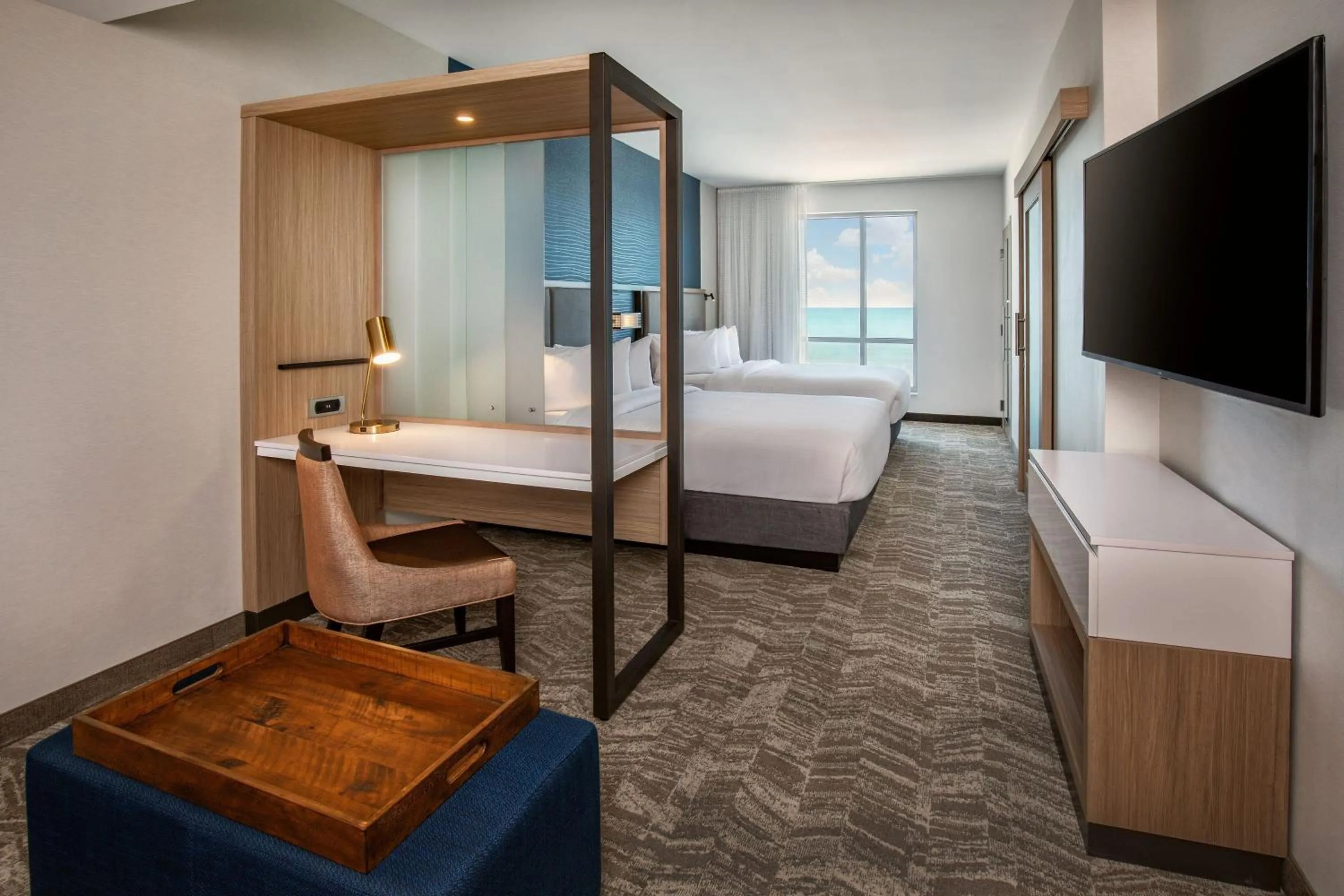 Photo of the whole room, Bed in SpringHill Suites by Marriott Boston Logan Airport Revere Beach
