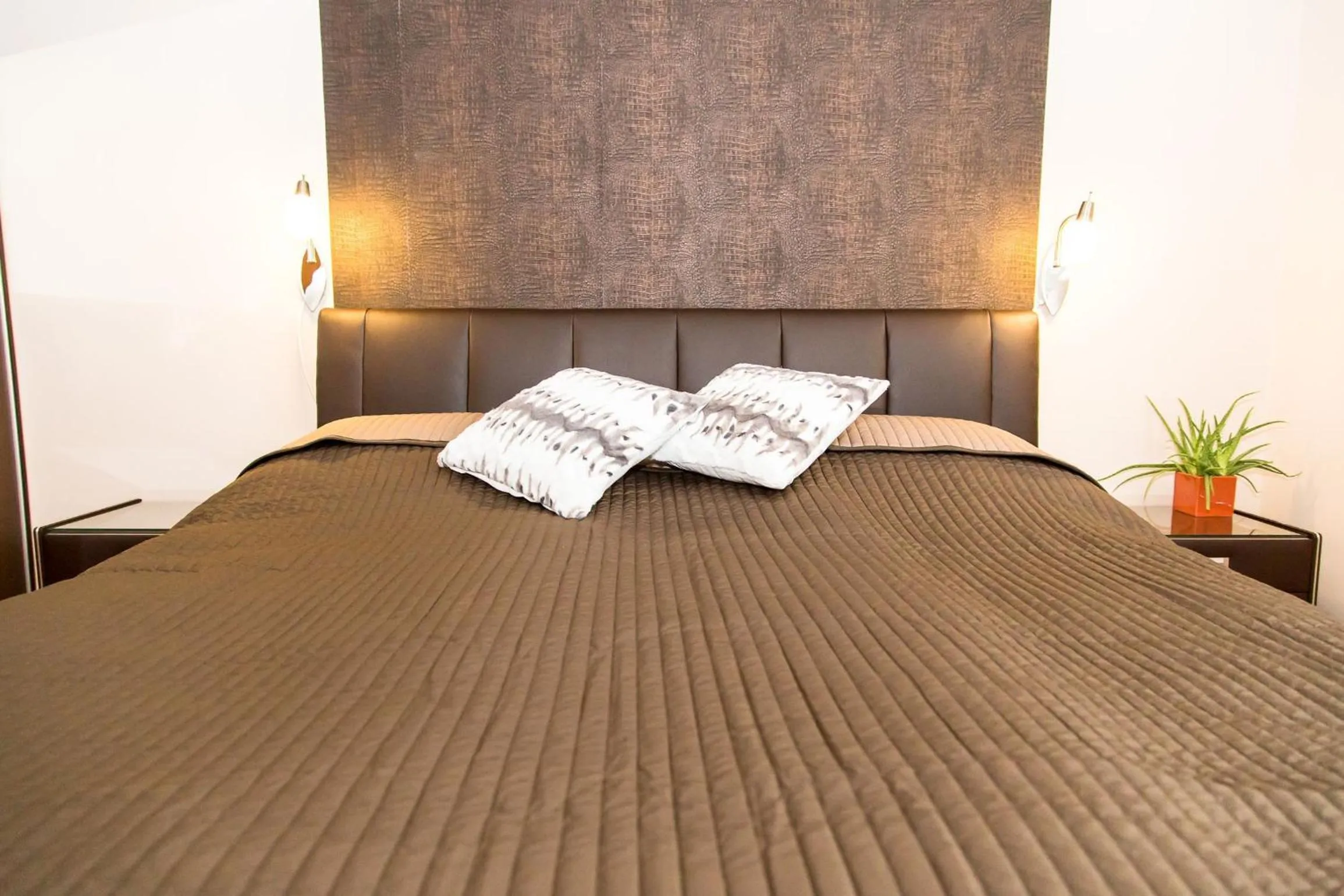 Bed in Arpad Bridge Apartments