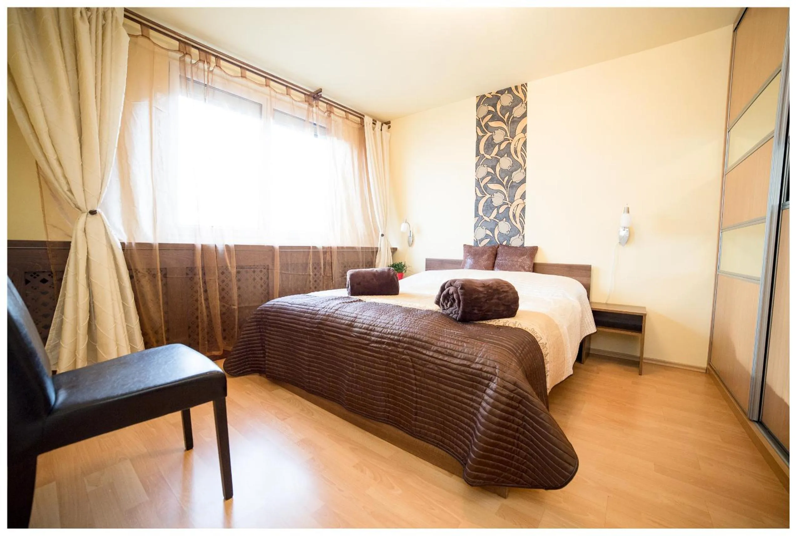 Bed in Arpad Bridge Apartments