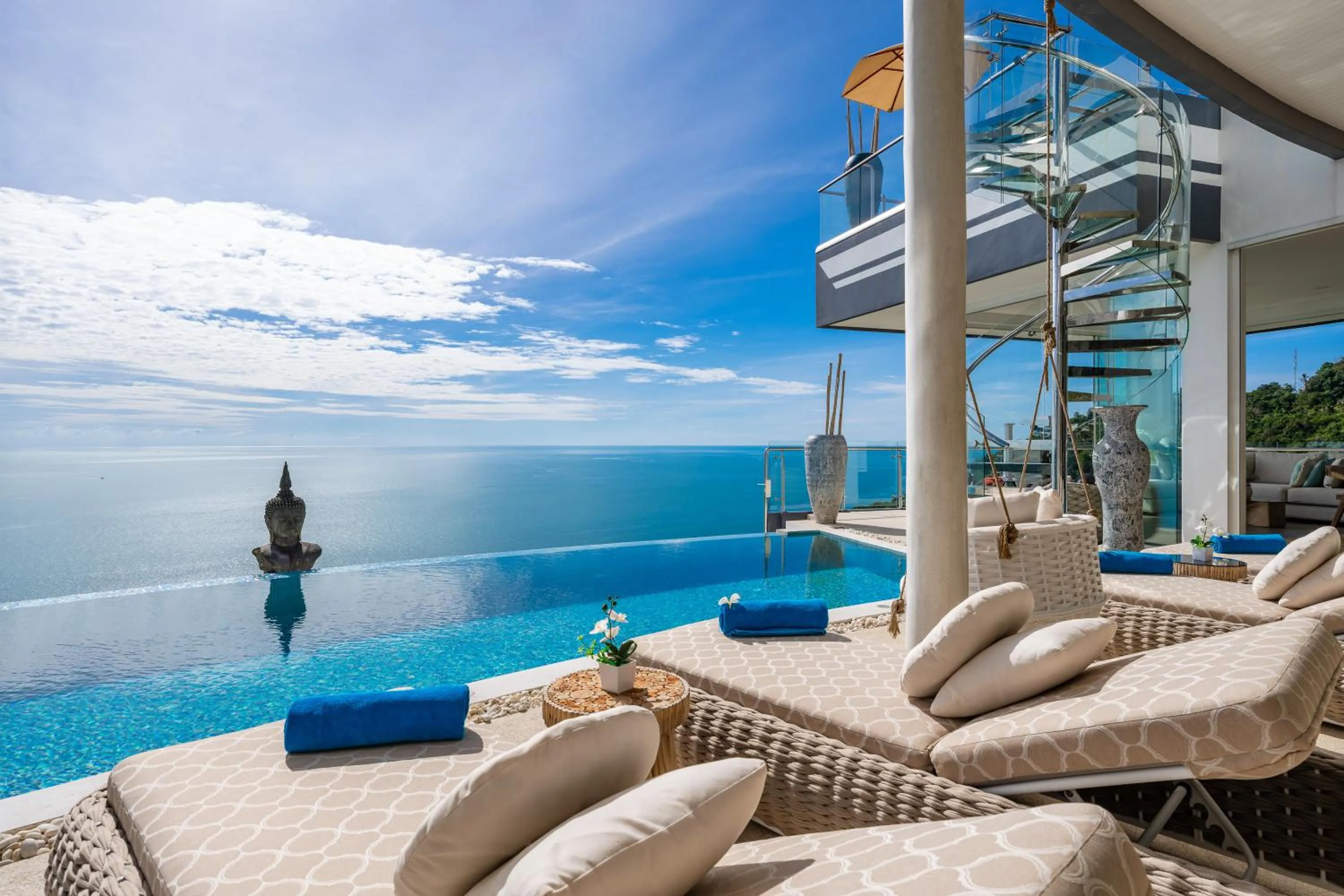 Pool view in Villa Seawadee - luxurious, award-winning design Villa with amazing panoramic seaview