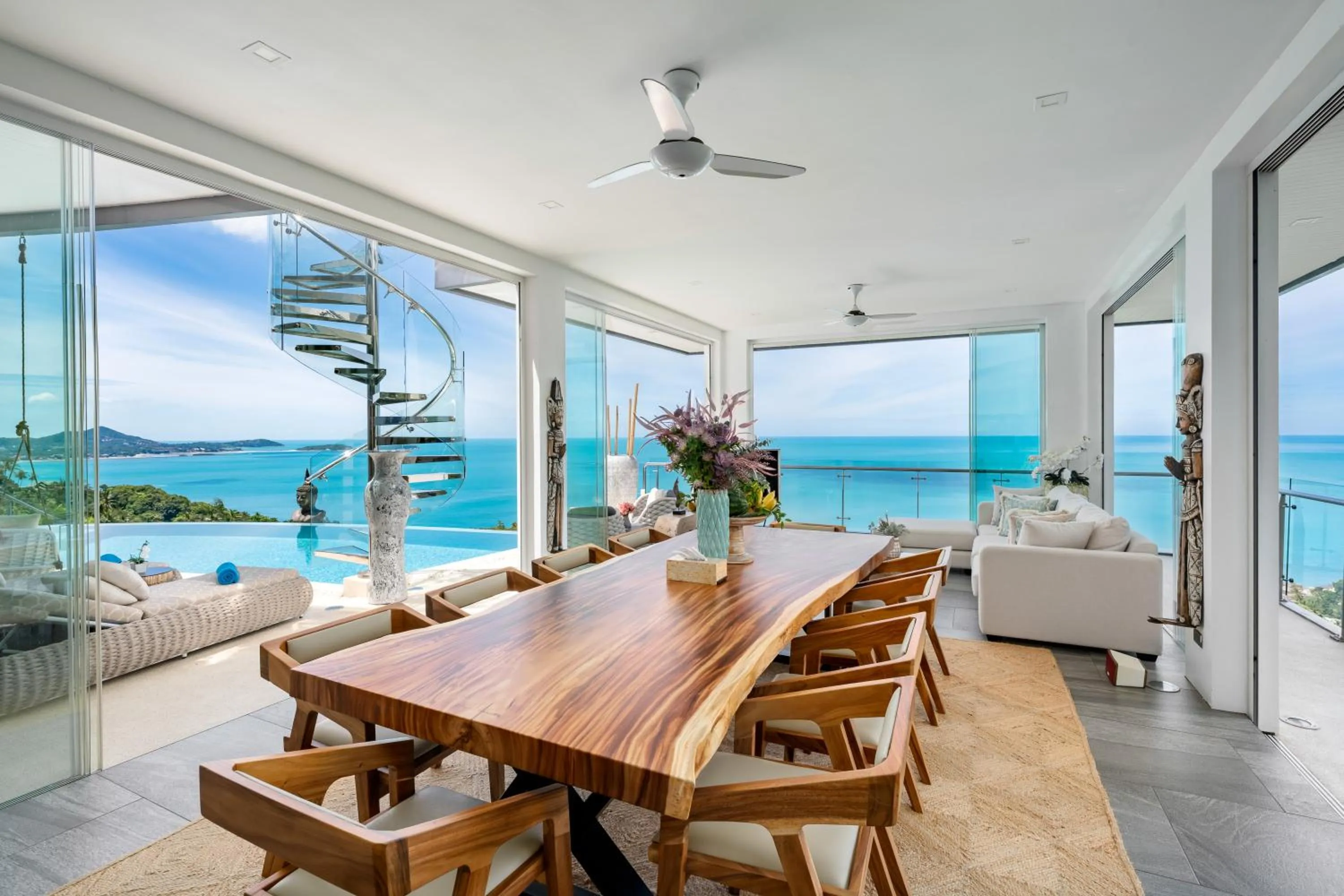 Dining area in Villa Seawadee - luxurious, award-winning design Villa with amazing panoramic seaview