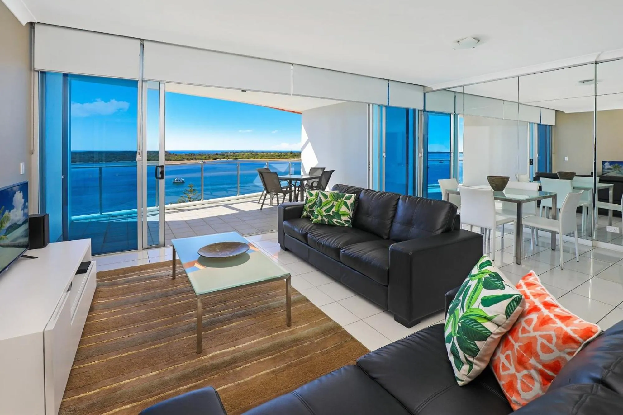 Living room in Silvershore Apartments on the Broadwater