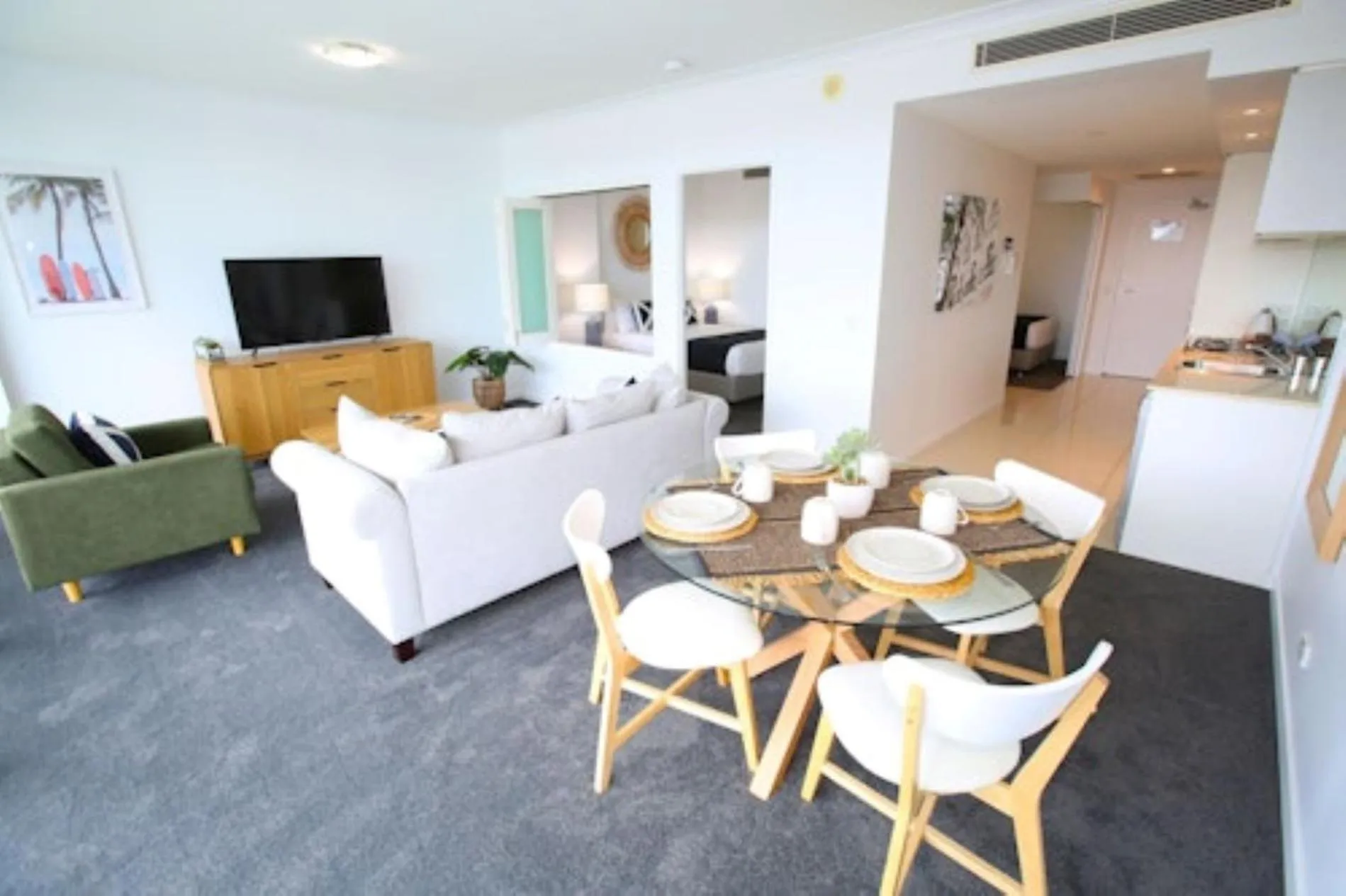 Living room in Silvershore Apartments on the Broadwater
