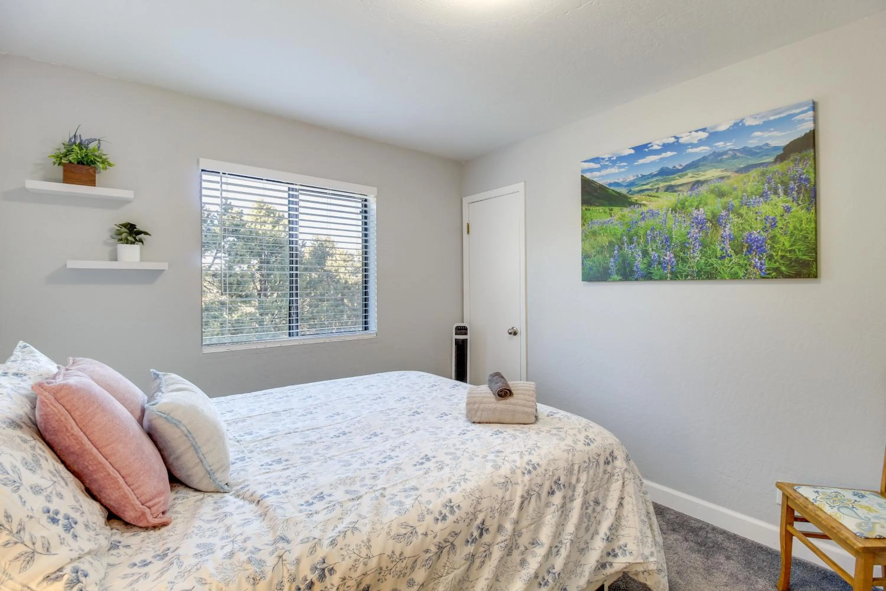 Bed in Eagar Vacation Rental Home with Spacious Deck!