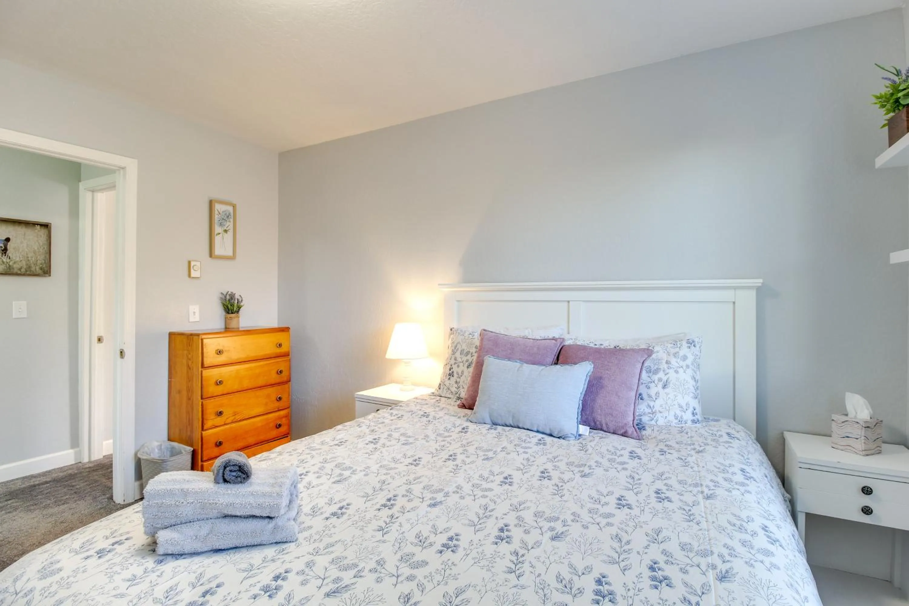 Bed in Eagar Vacation Rental Home with Spacious Deck!