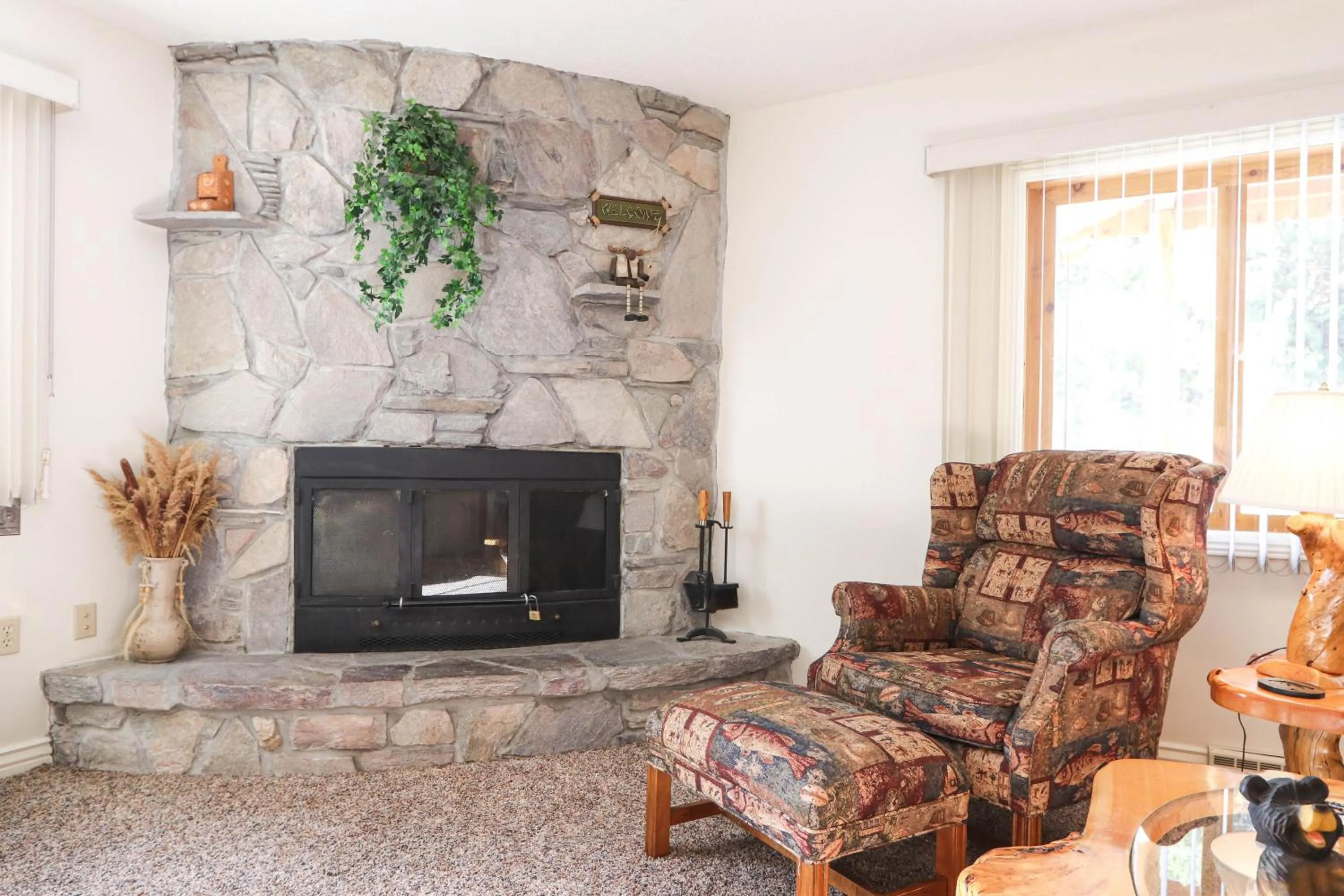 Seating area in South Fork Cabin