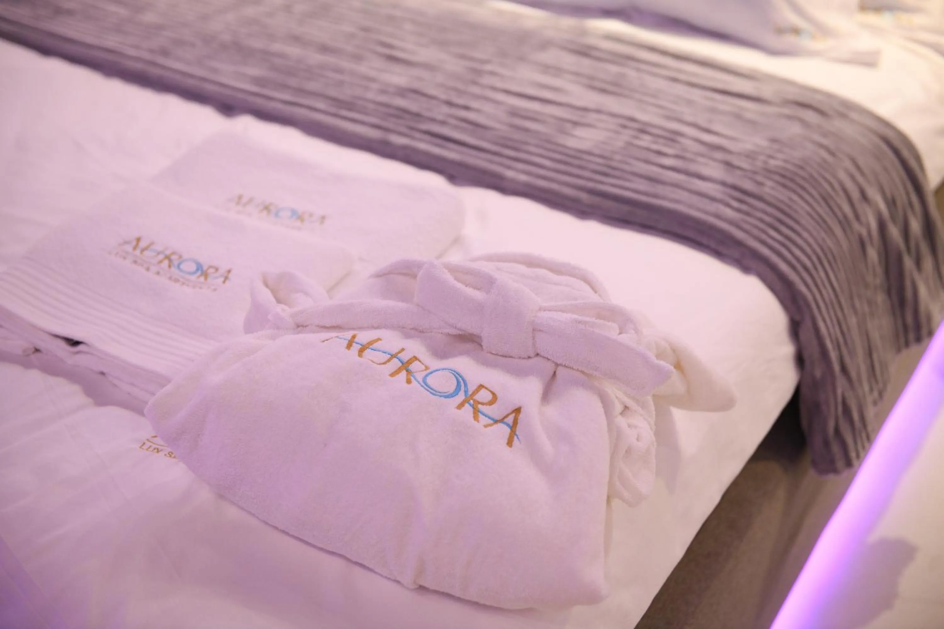 Property logo or sign, Bed in Aurora Lux Spa Smart apartments