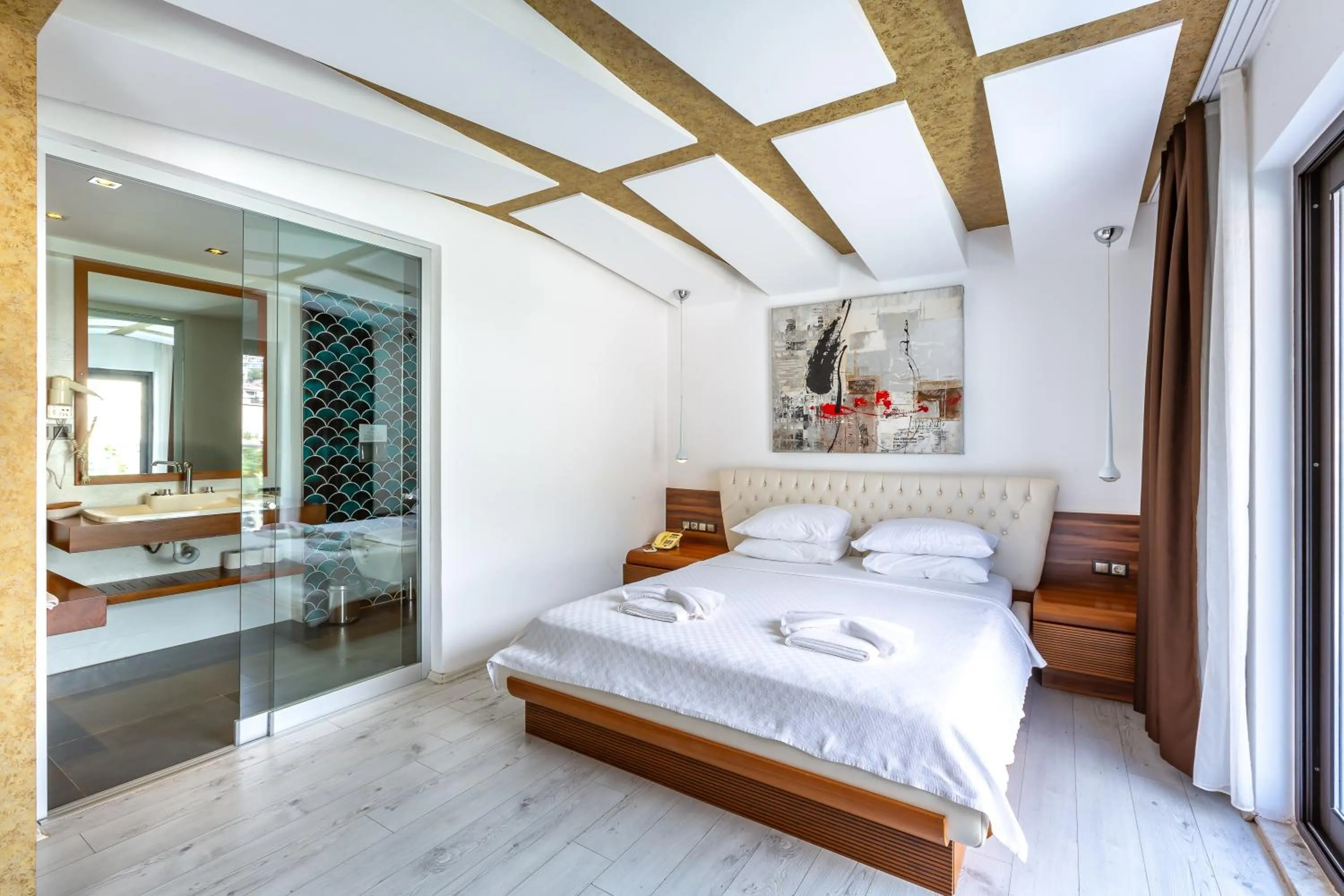 Bed in Rhapsody Hotel & Spa Kalkan