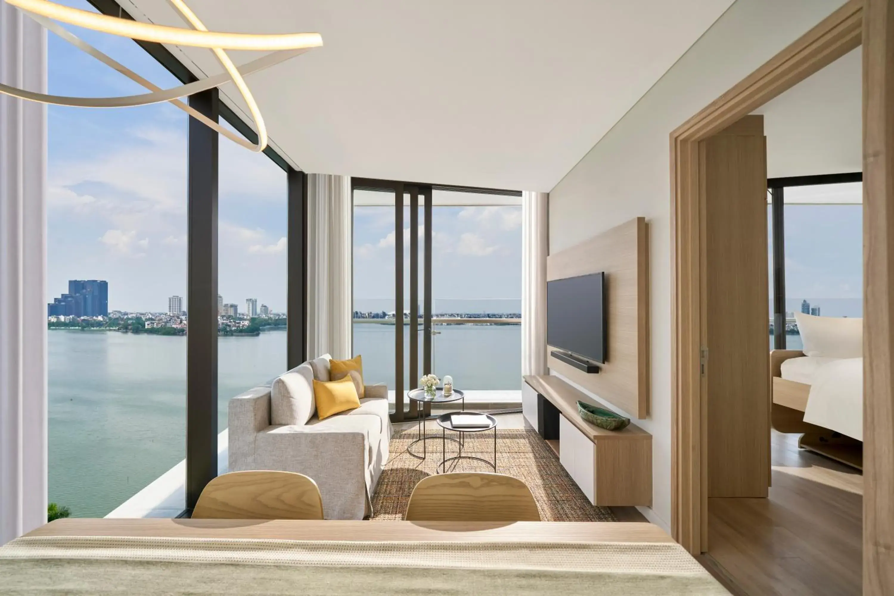 TV and multimedia, Bed in PARKROYAL Serviced Suites Hanoi TV and multimedia, Bed in PARKROYAL Serviced Suites Hanoi