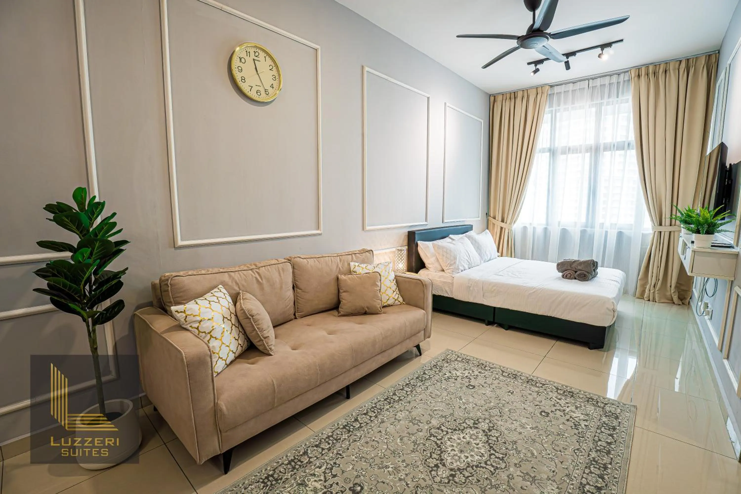 Living room, Bed in Legasi Kampung Baru Guesthouse