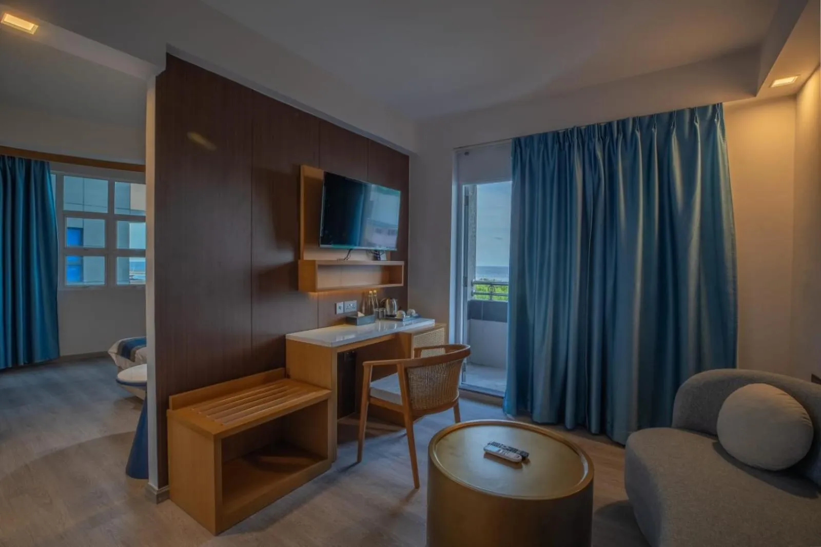 Seating area in UMET Seaview Hotel with Free Airport Pick up and Drop T&C Apply