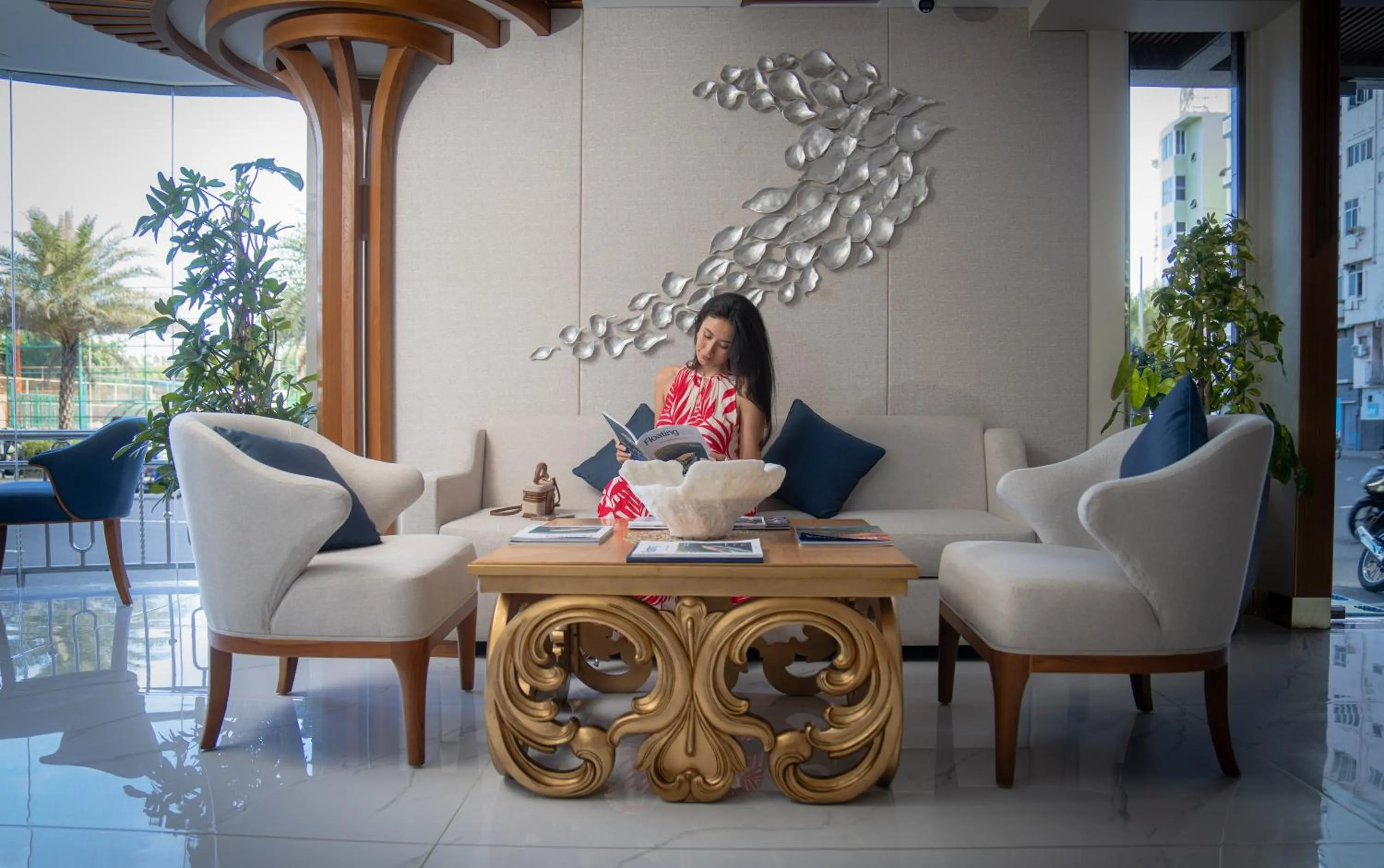 Lobby or reception in UMET Seaview Hotel with Free Airport Pick up and Drop T&C Apply