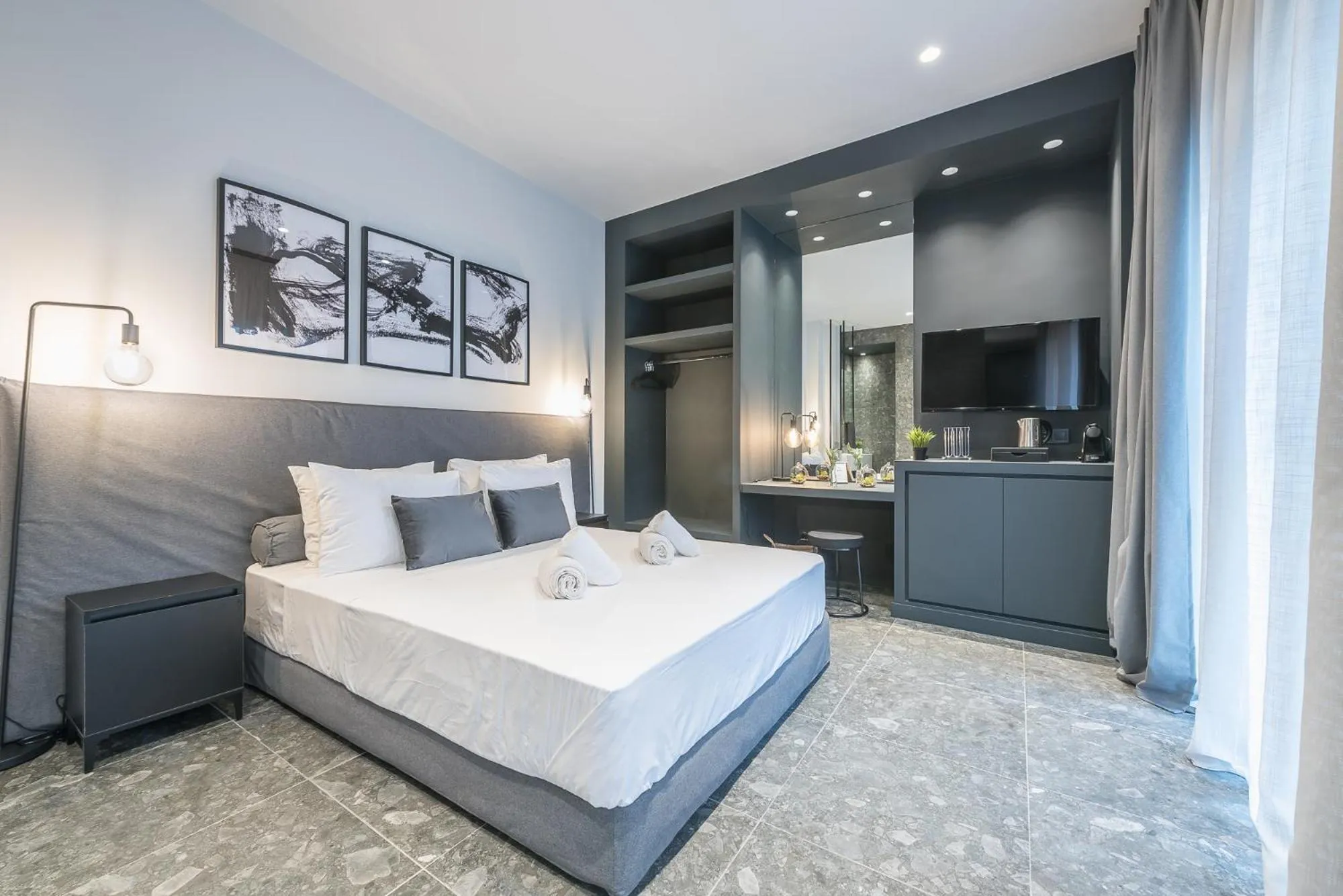 Bed in The Asprogeraka - self check-in rooms