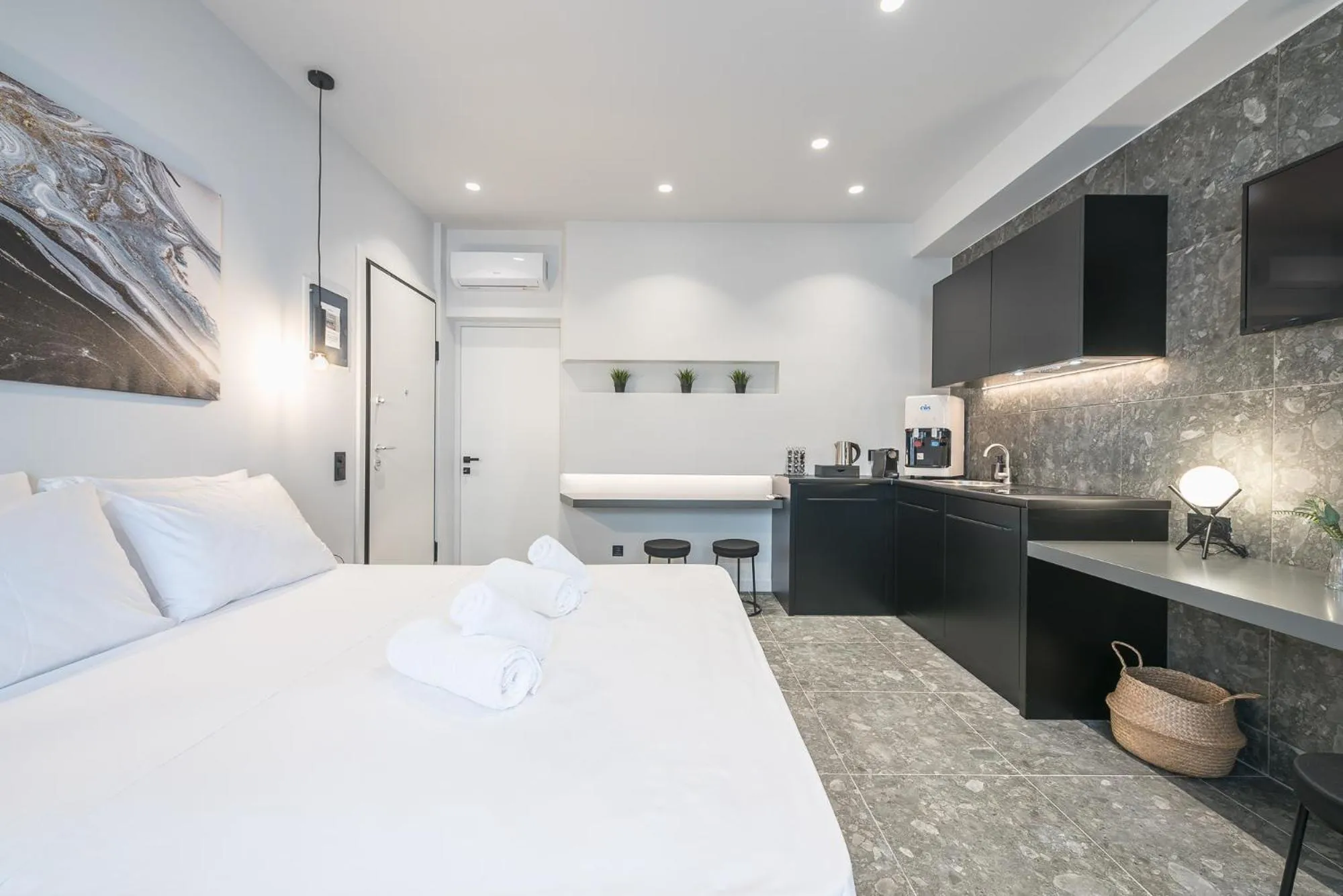 Bed in The Asprogeraka - self check-in rooms