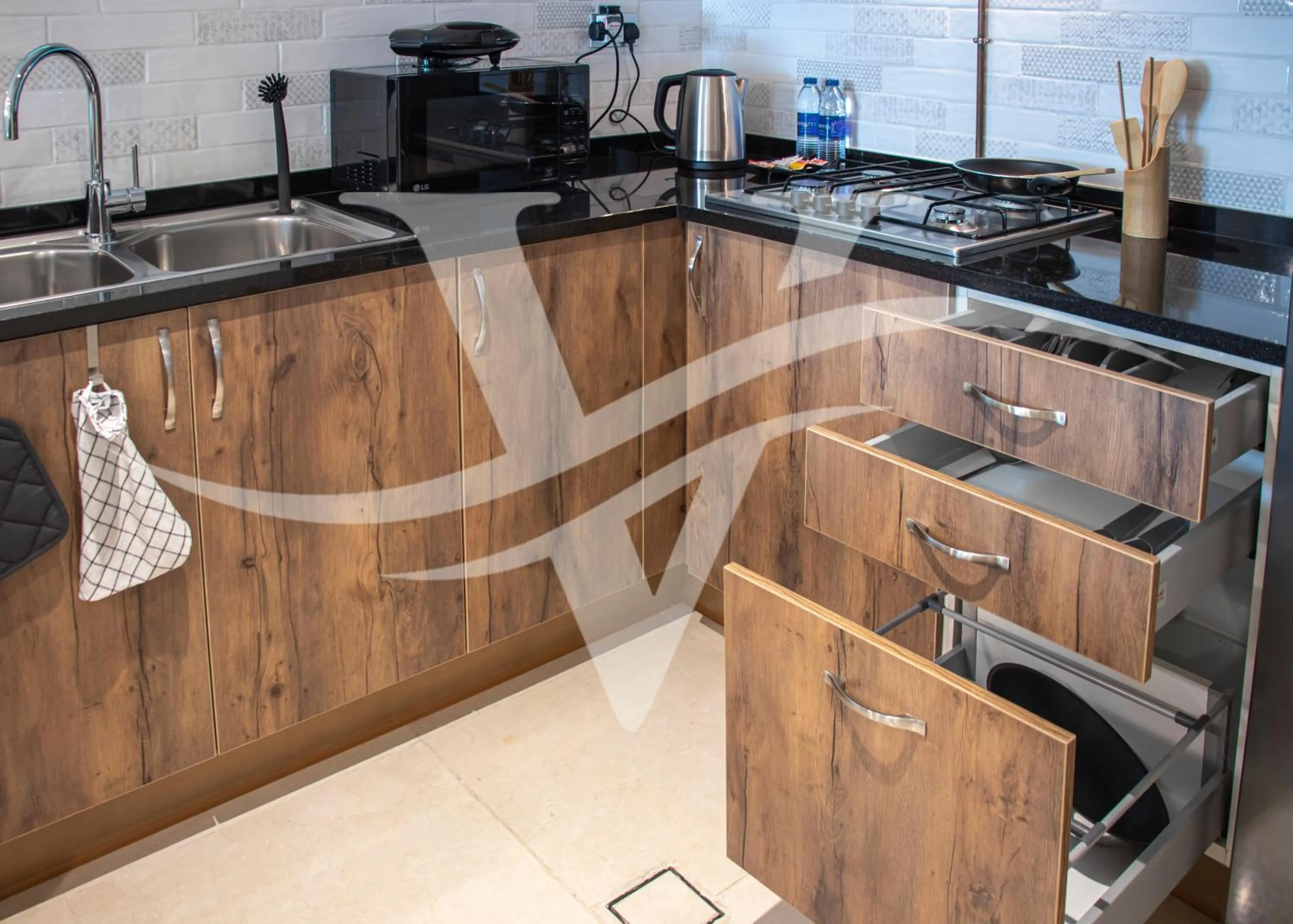 Kitchen or kitchenette in Viola Hotel Apartments