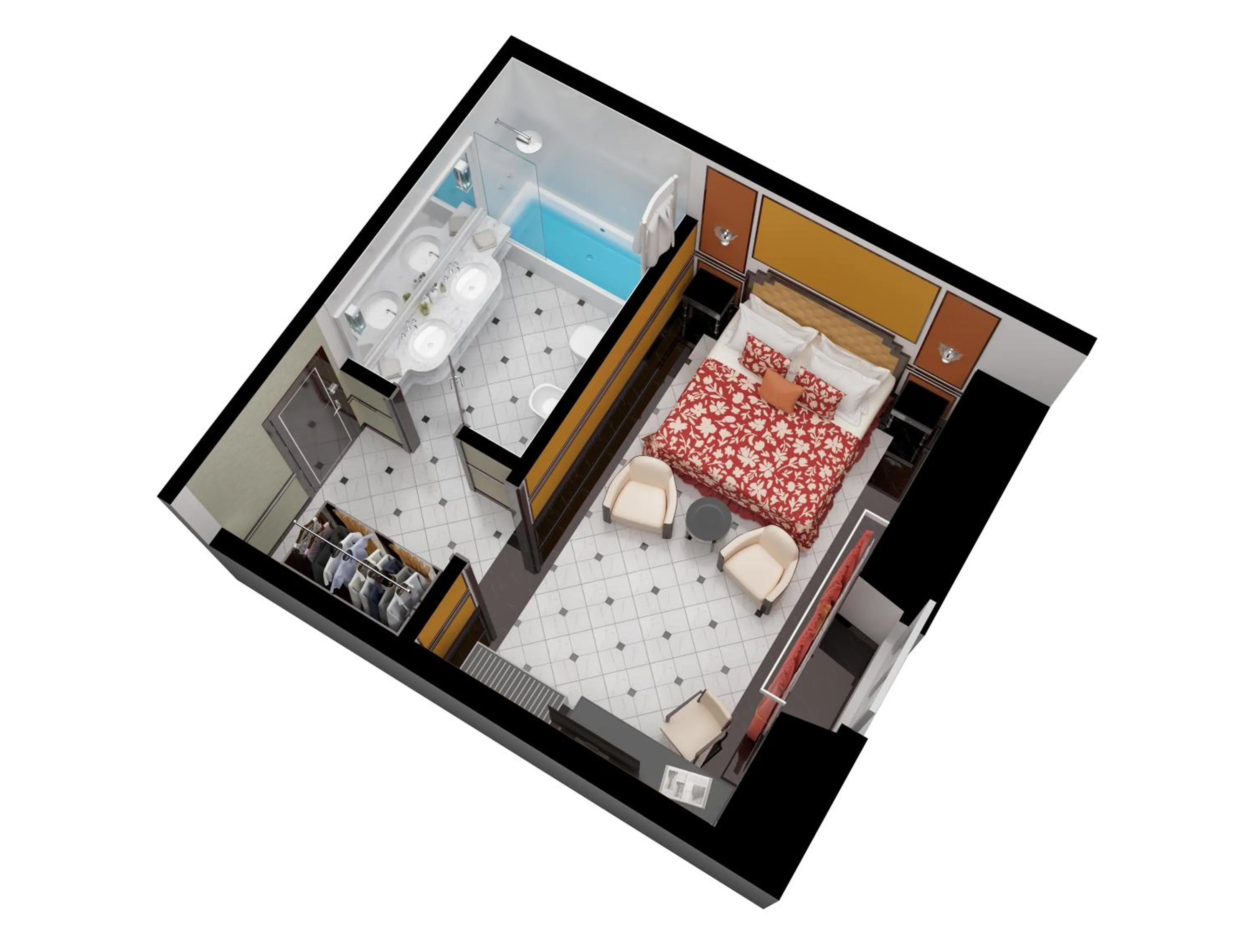 Floor plan, Bed in Baglioni Hotel Regina - The Leading Hotels of the World