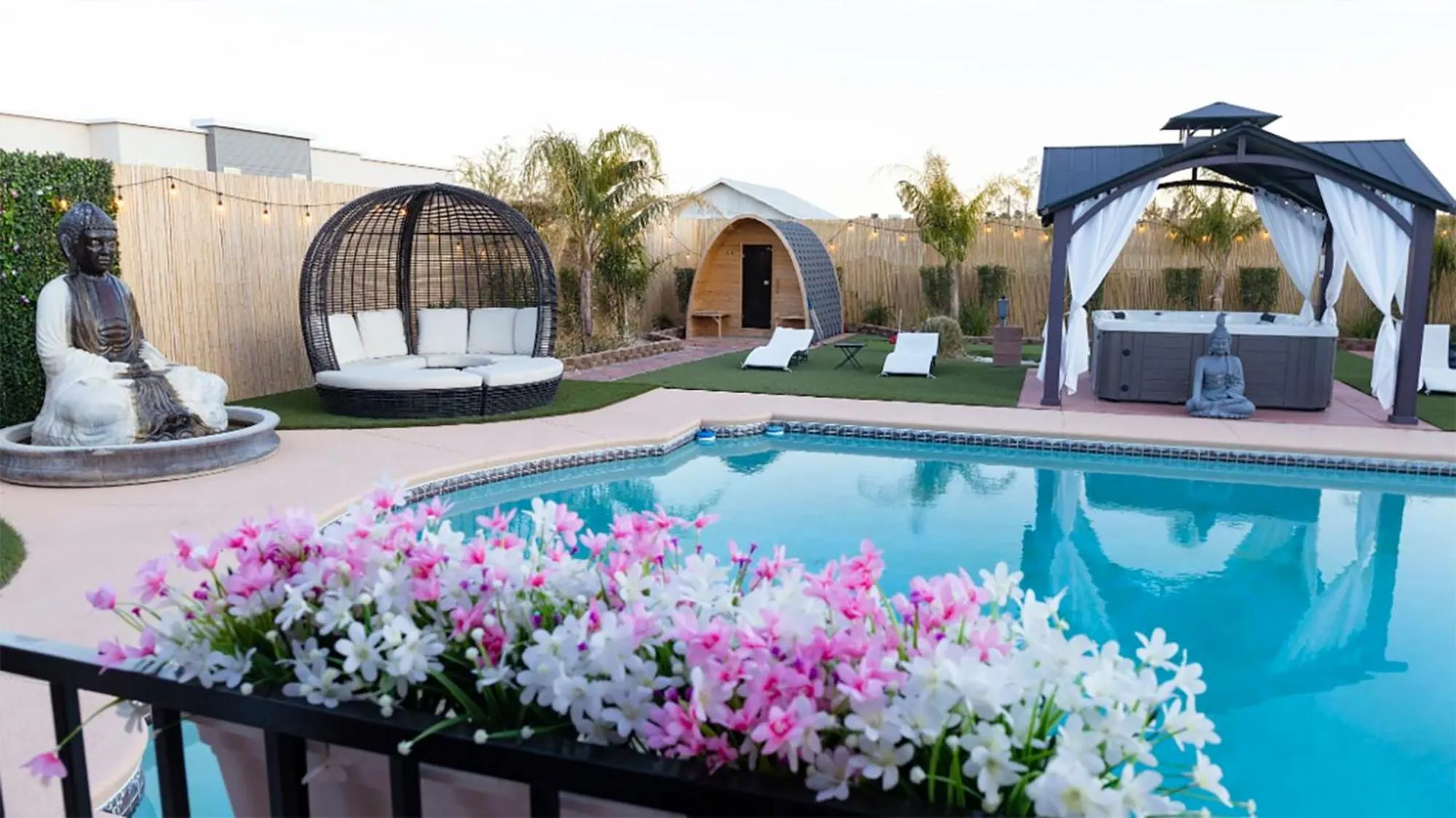 Garden in Buddha Mansion Luxury Resort - 8BR Modern, HotTub, Huge pool, Sauna, BBQ grill, Game Room