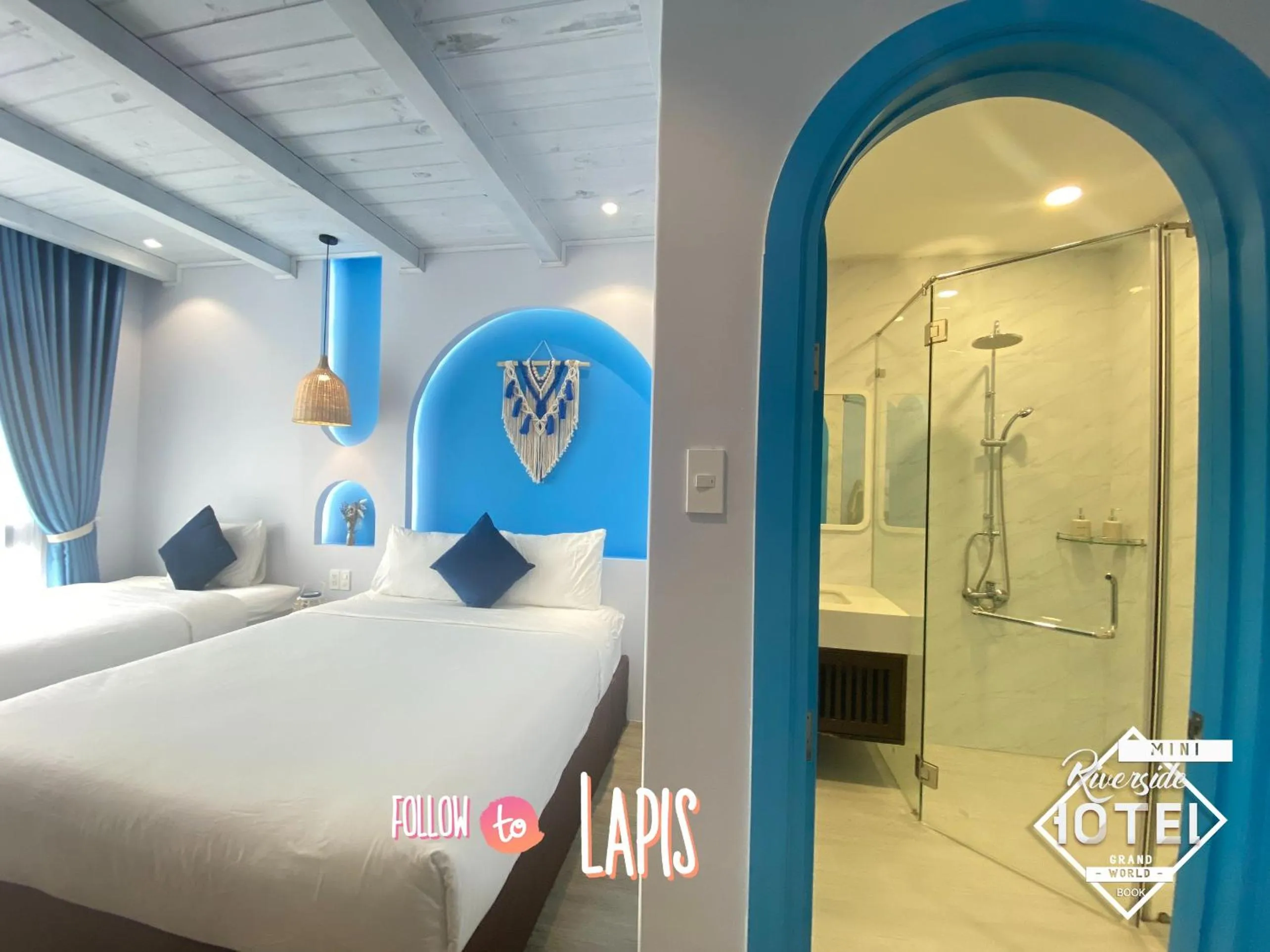 Shower, Bed in Riverside Mini Hotel Grand World Phu Quoc