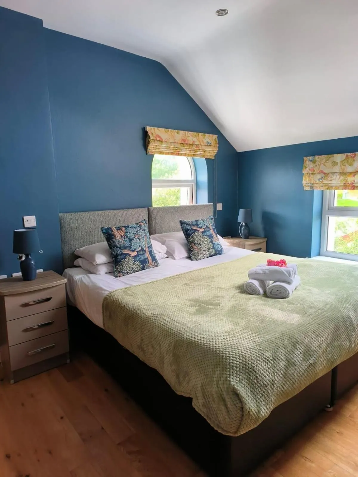 Bed in Walsh's Mill Lodges & Linen House