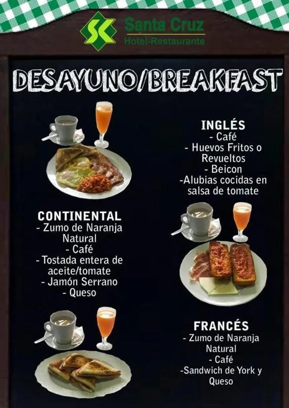 Food and drinks in Hotel Restaurante Santa Cruz