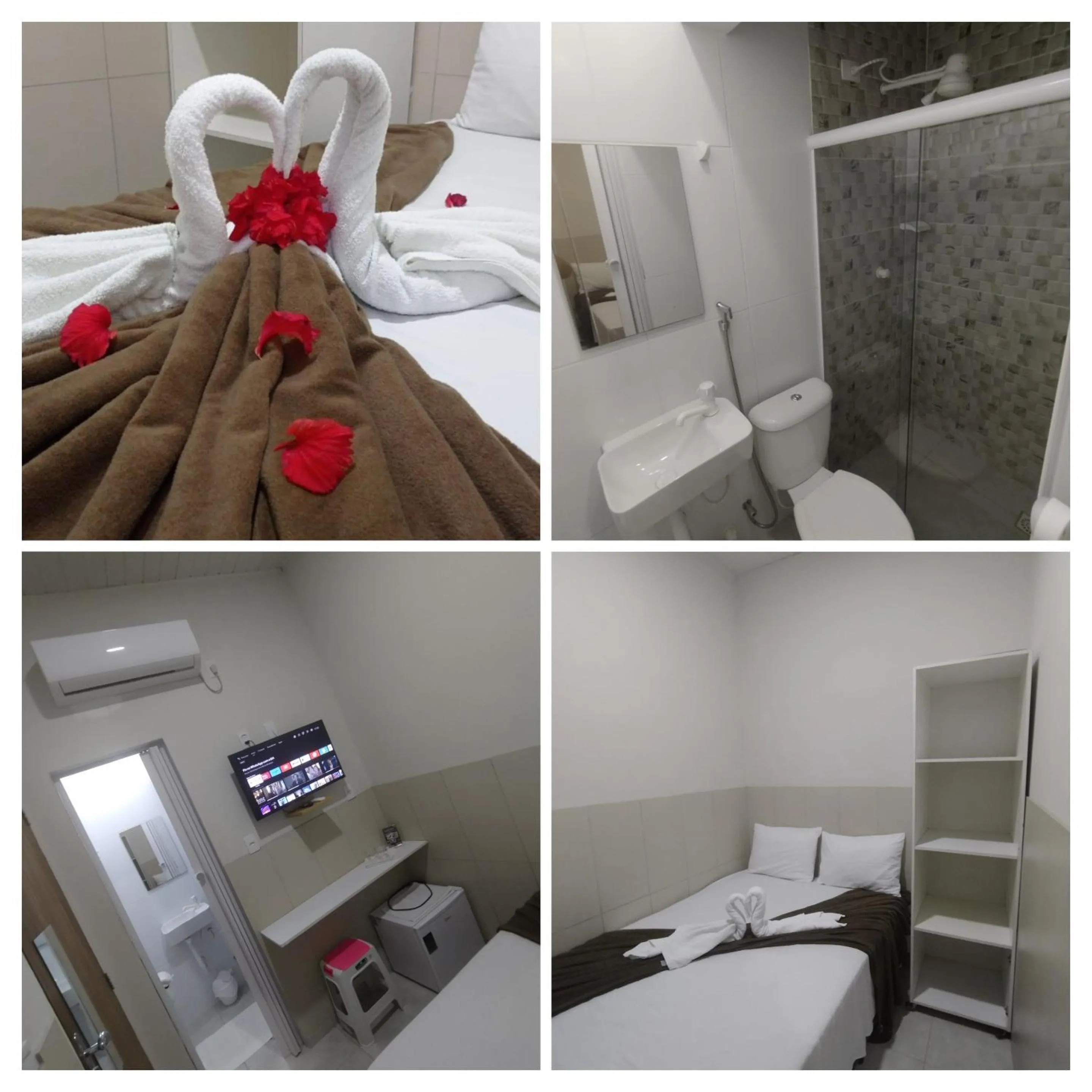 Bathroom, Bed in Mini suíte Atitude centro de Maragogi ao lado de ponto rodoviário
