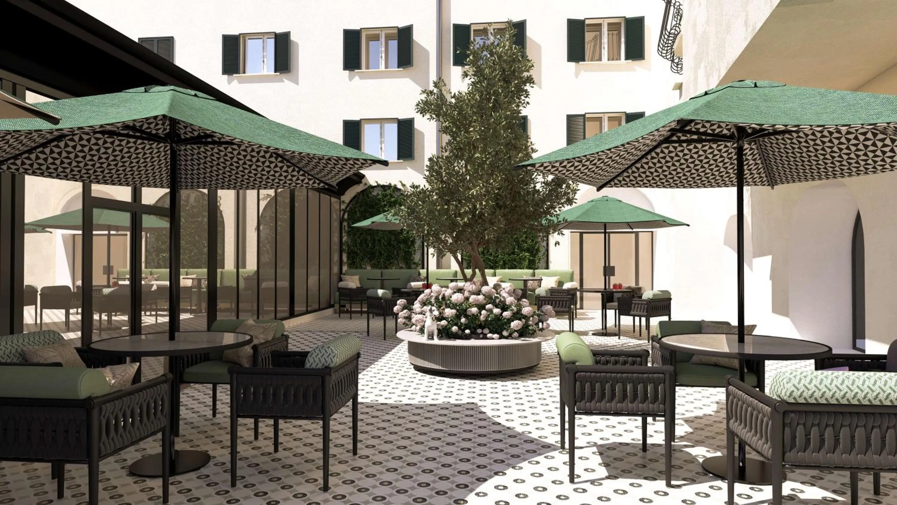 Patio in Anglo American Hotel Florence, Curio Collection By Hilton