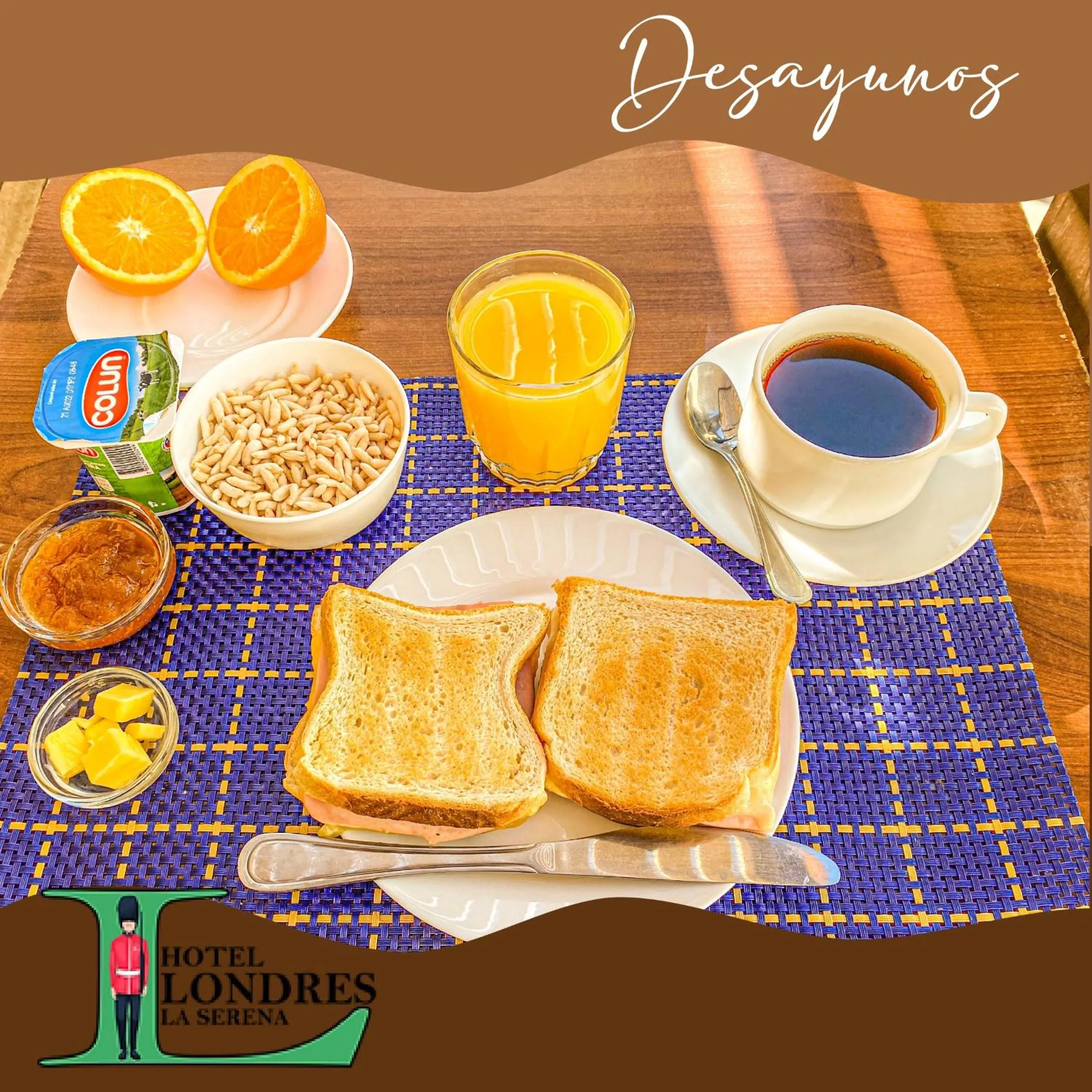 Continental breakfast in Hotel Londres La Serena