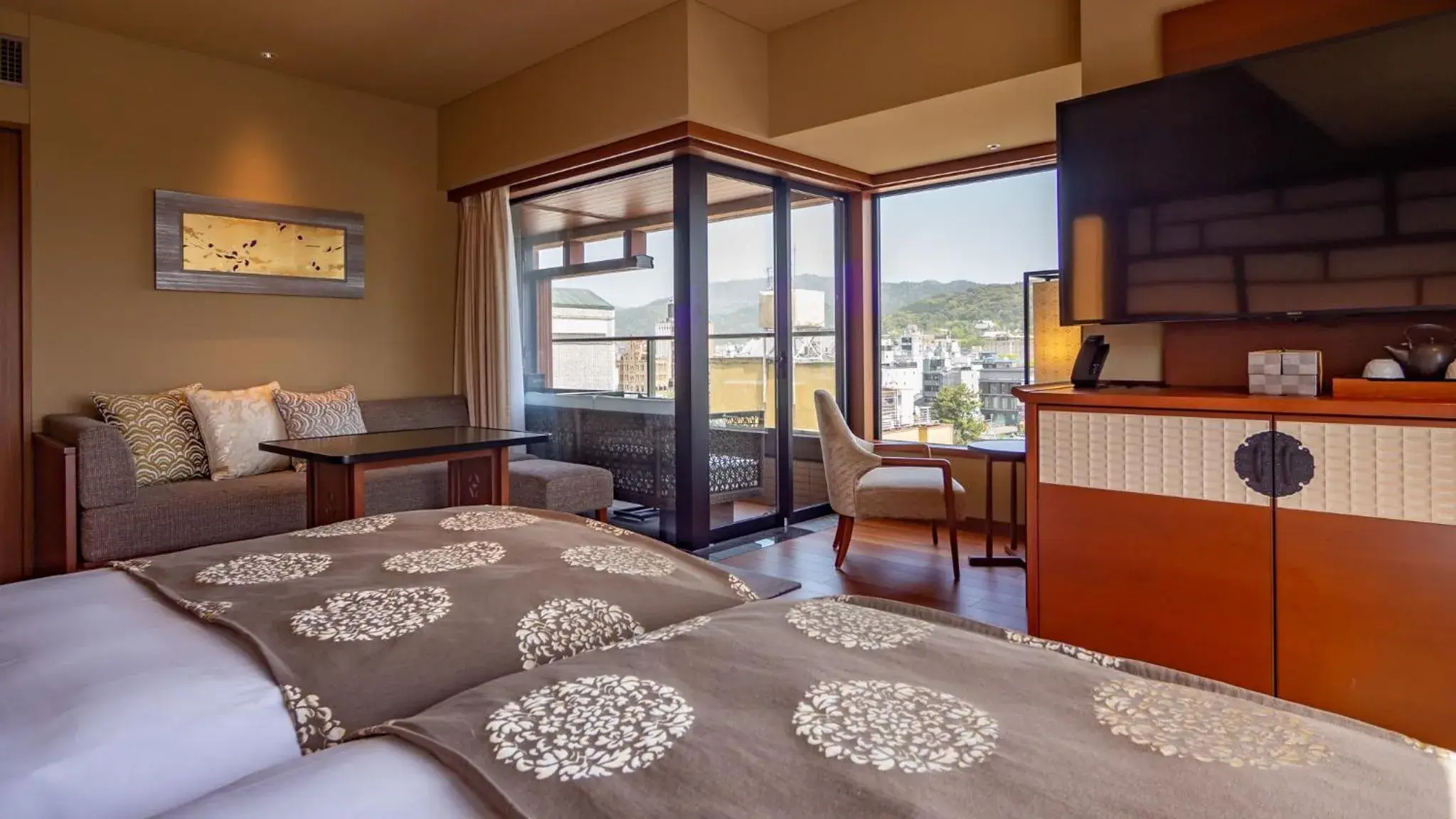 TV and multimedia, Bed in Sora Niwa Terrace Kyoto Bettei TV and multimedia, Bed in Sora Niwa Terrace Kyoto Bettei