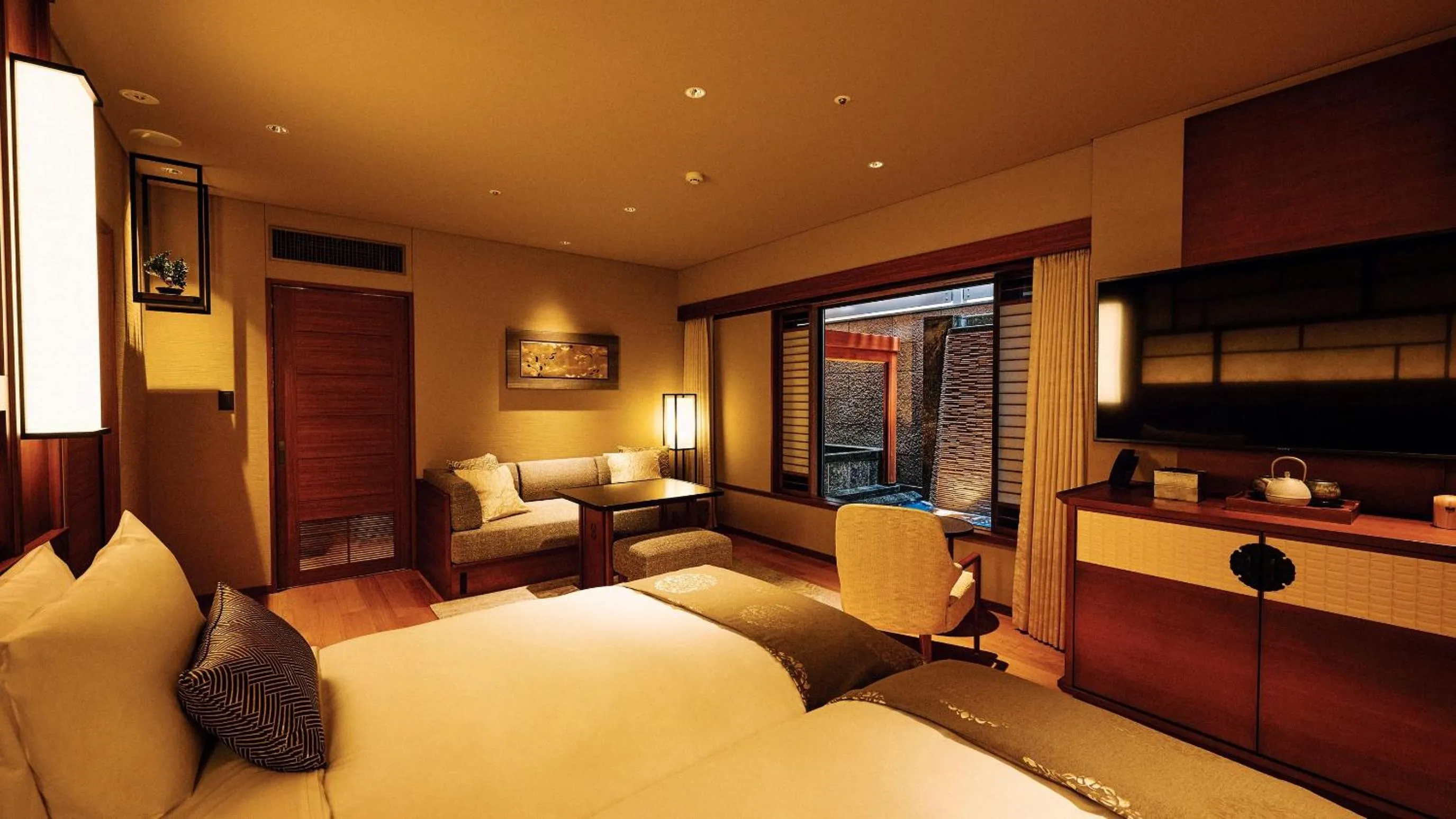 Photo of the whole room, Bed in Sora Niwa Terrace Kyoto Bettei