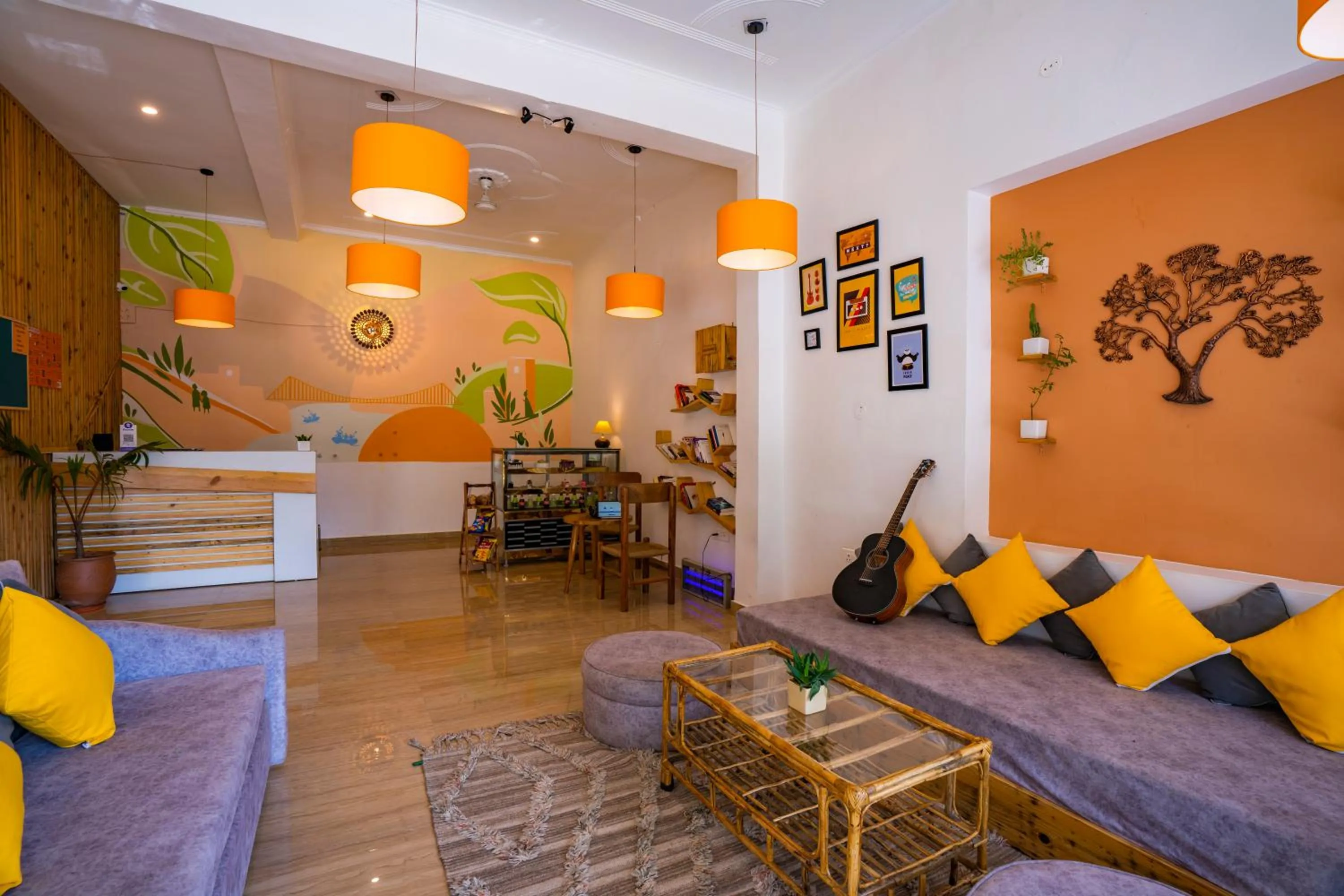 Living room in Zostel Rishikesh, Laxman Jhula