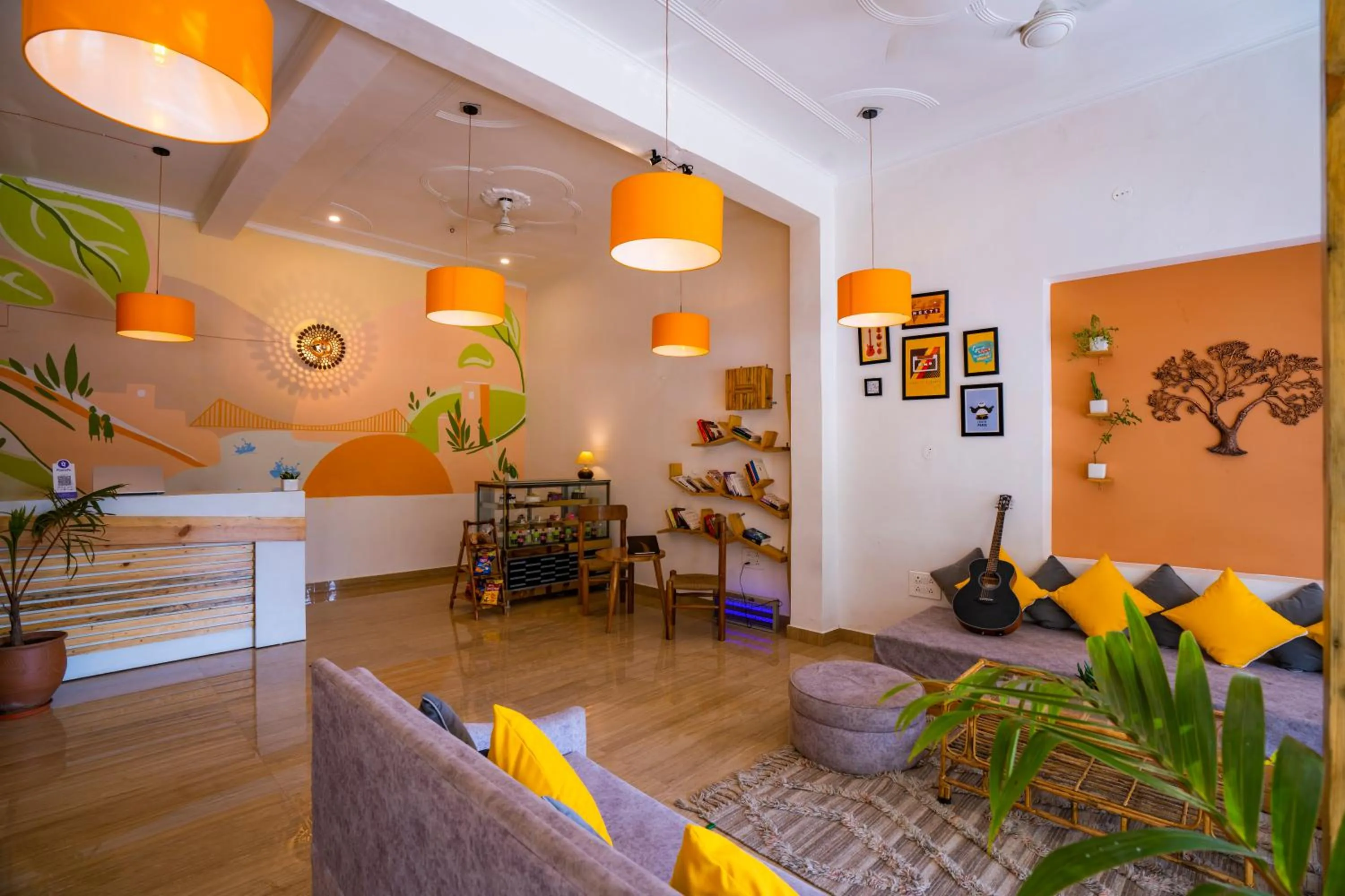 Living room in Zostel Rishikesh, Laxman Jhula