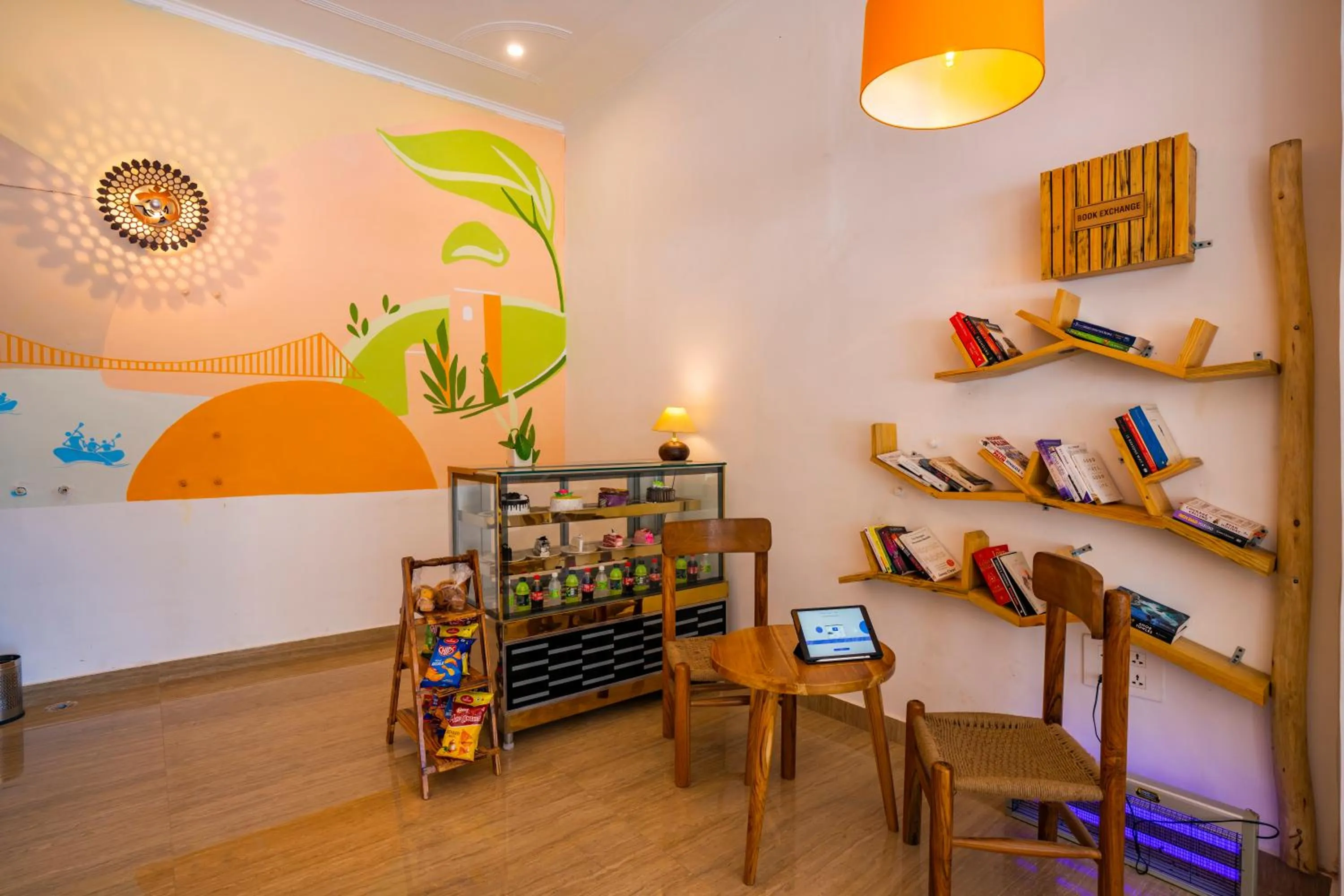 Seating area in Zostel Rishikesh, Laxman Jhula