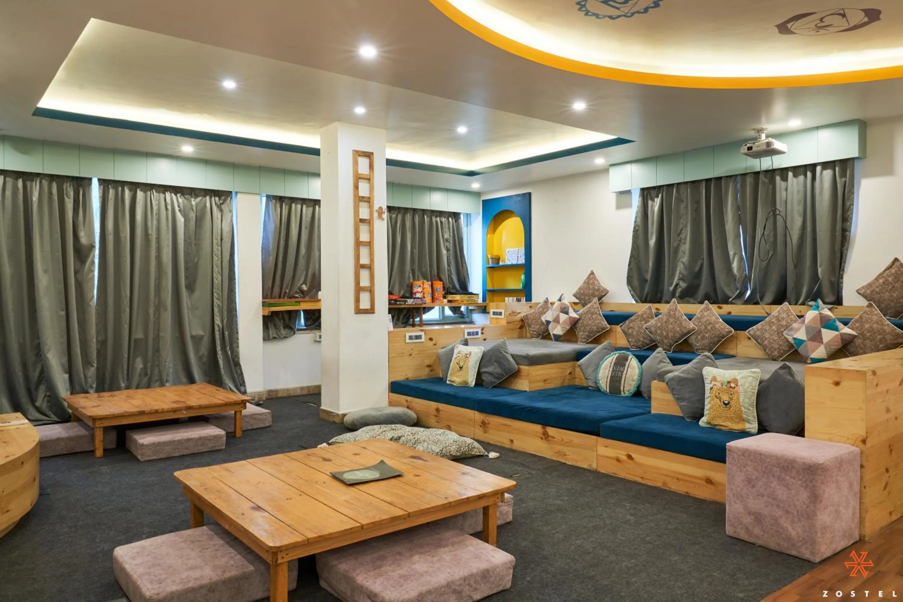 Living room in Zostel Rishikesh, Laxman Jhula