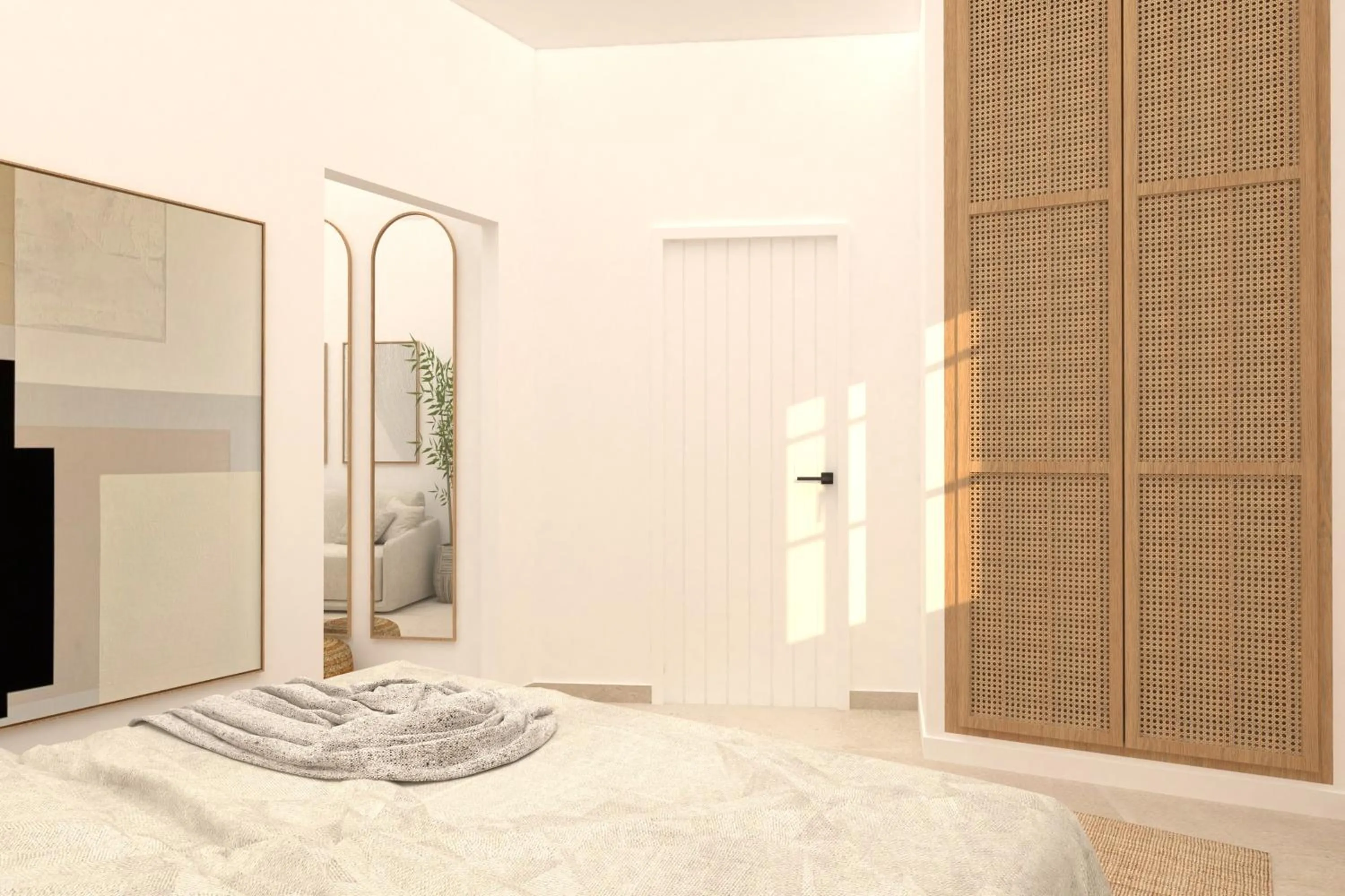 Bed in Oikia Suites Mykonos