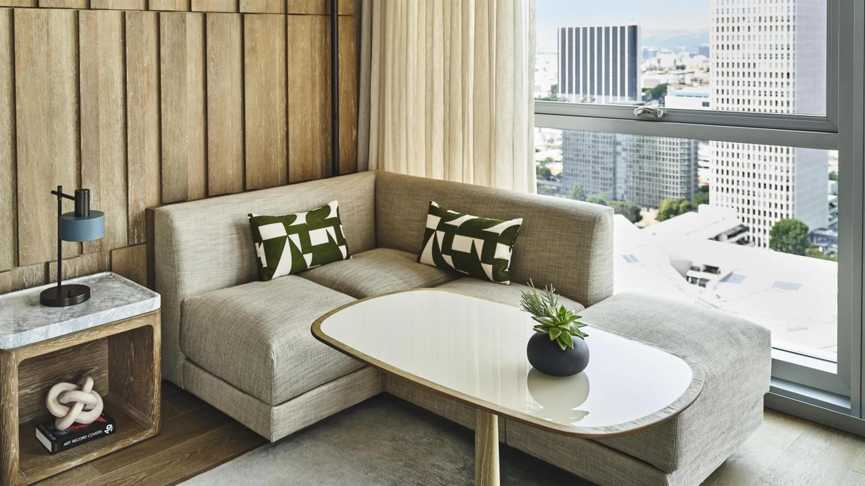 Living room in Conrad Los Angeles