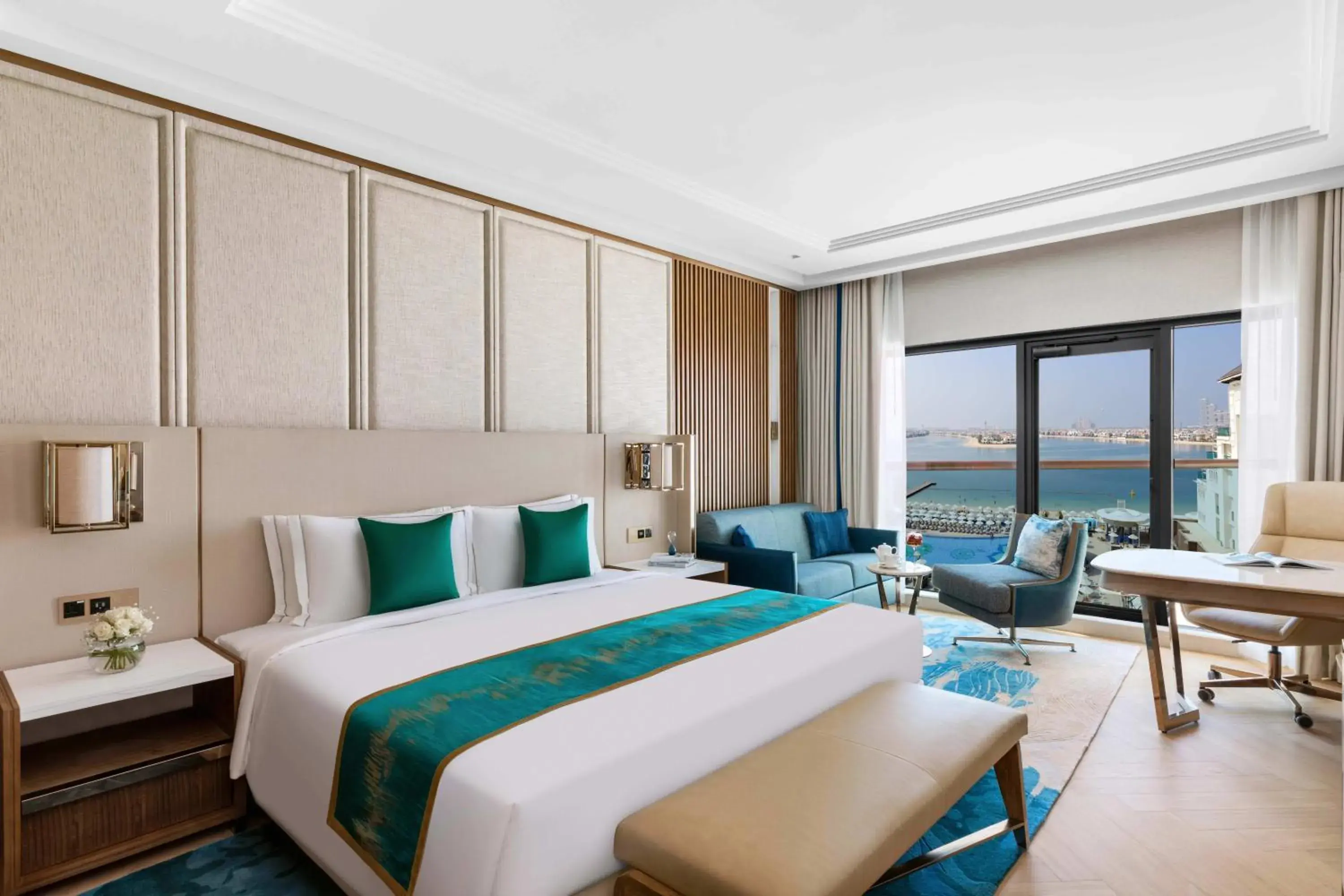 Luxury Palm Sea View Room King Bed in Taj Exotica Resort & Spa, The Palm, Dubai Luxury Palm Sea View Room King Bed in Taj Exotica Resort & Spa, The Palm, Dubai