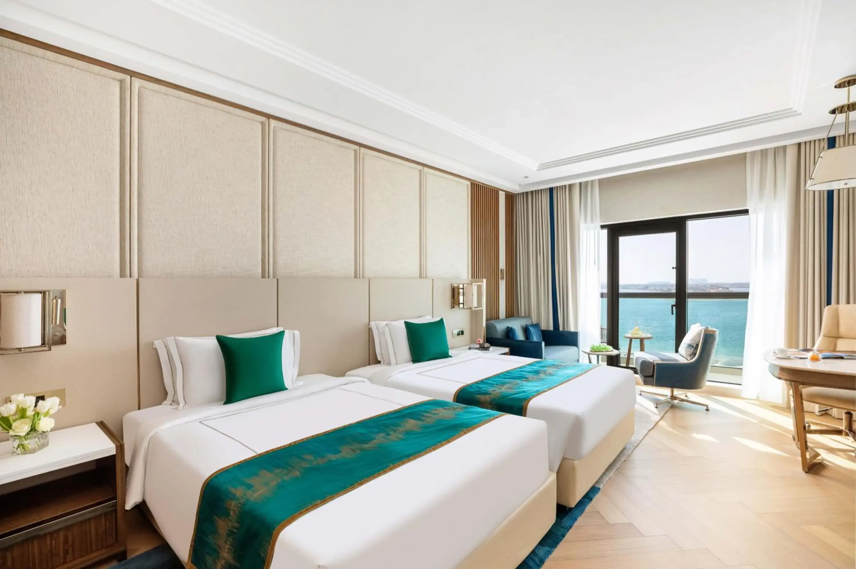 Exotica Palm Sea View Room Twin Bed with Club Lounge - Afternoon High Tea and Evening Cocktail Hours in Taj Exotica Resort & Spa, The Palm, Dubai Exotica Palm Sea View Room Twin Bed with Club Lounge - Afternoon High Tea and Evening Cocktail Hours in Taj Exotica Resort & Spa, The Palm, Dubai