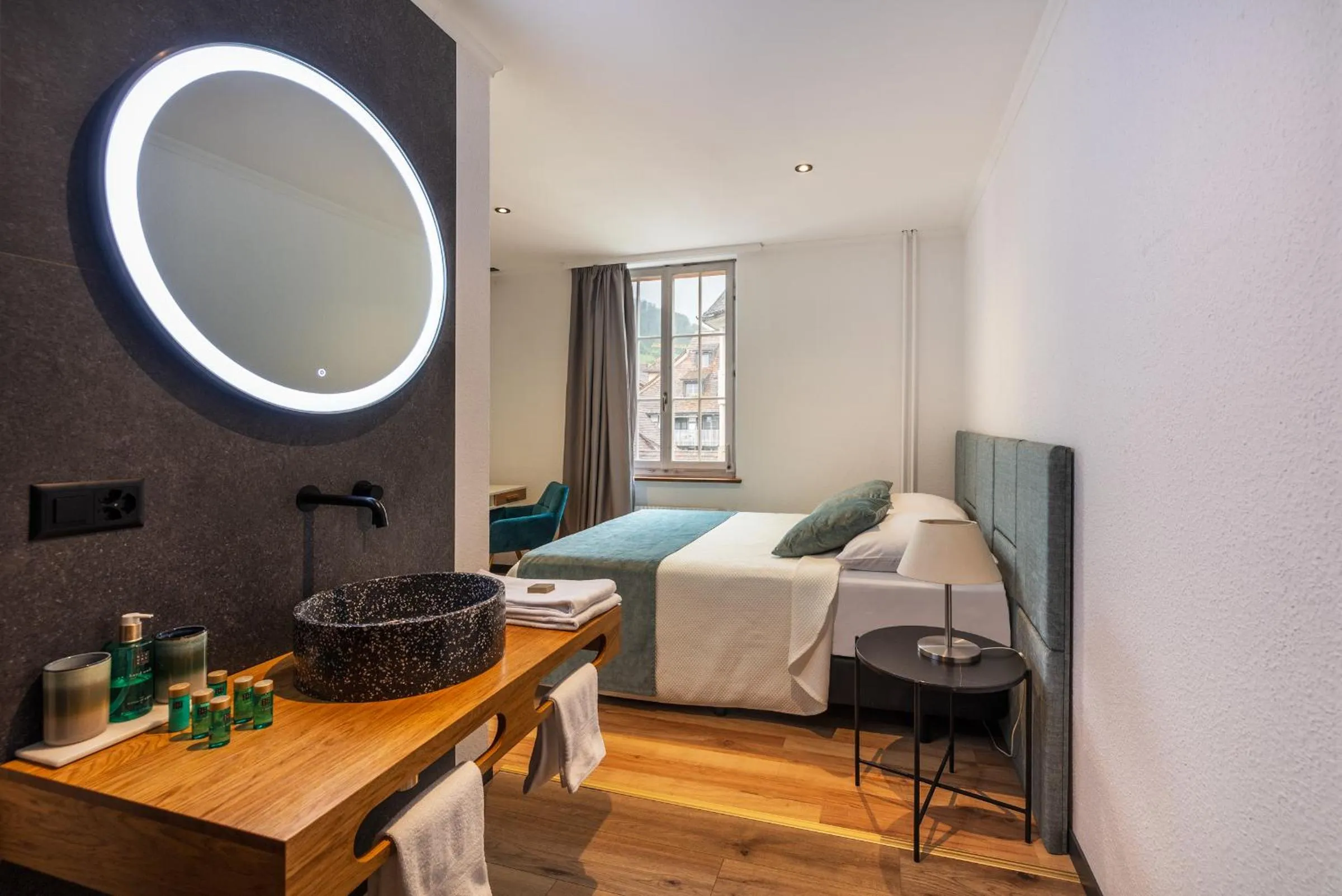 Bed in Hotel Rheingerbe