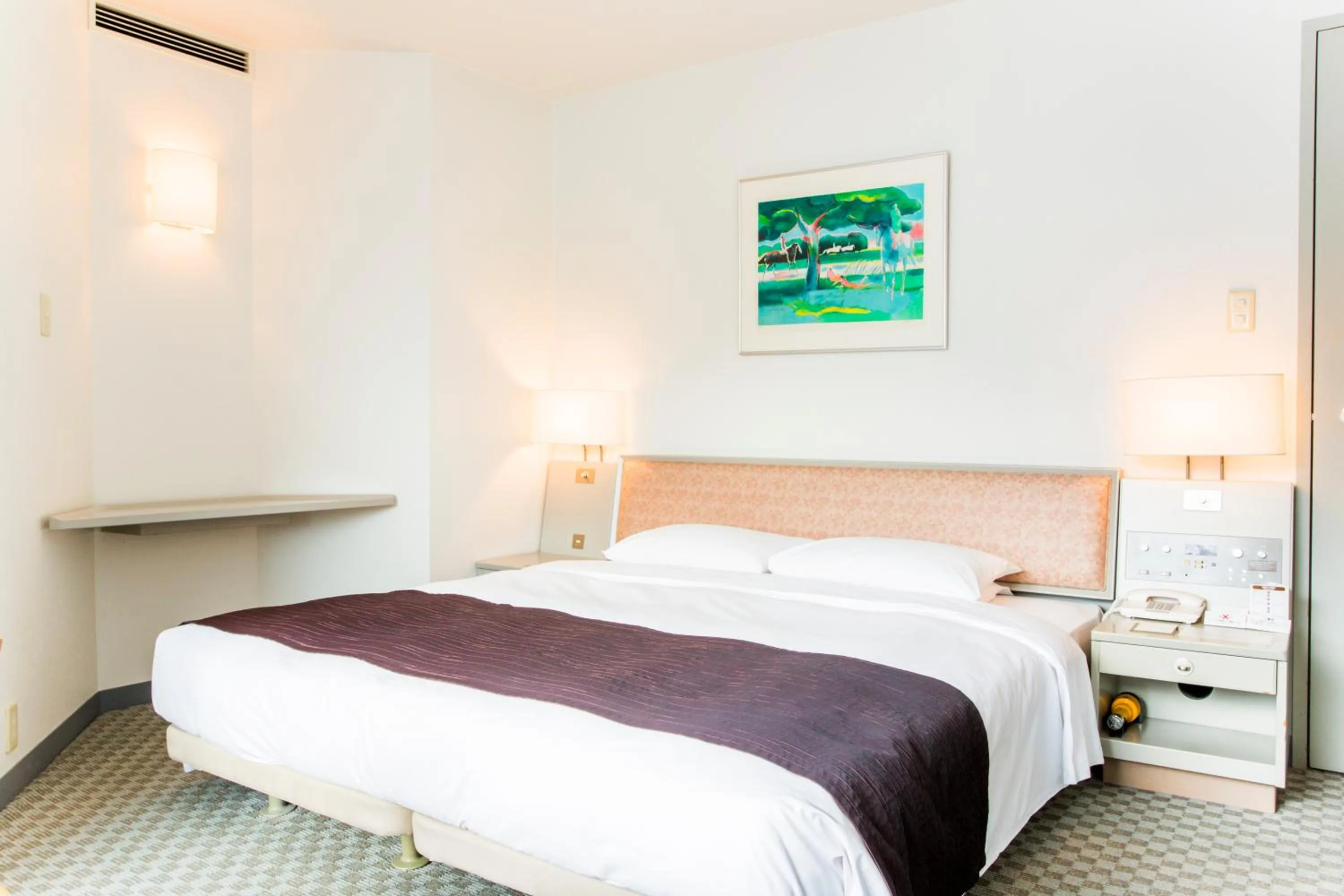 Decorative detail, Bed in Shin Furano Prince Hotel