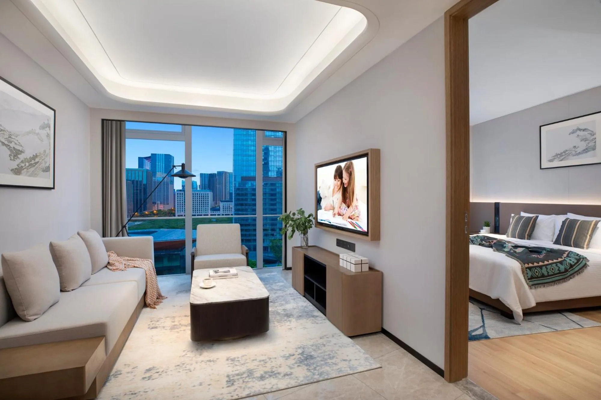 Living room, Bed in Somerset Gaoxin Chengdu