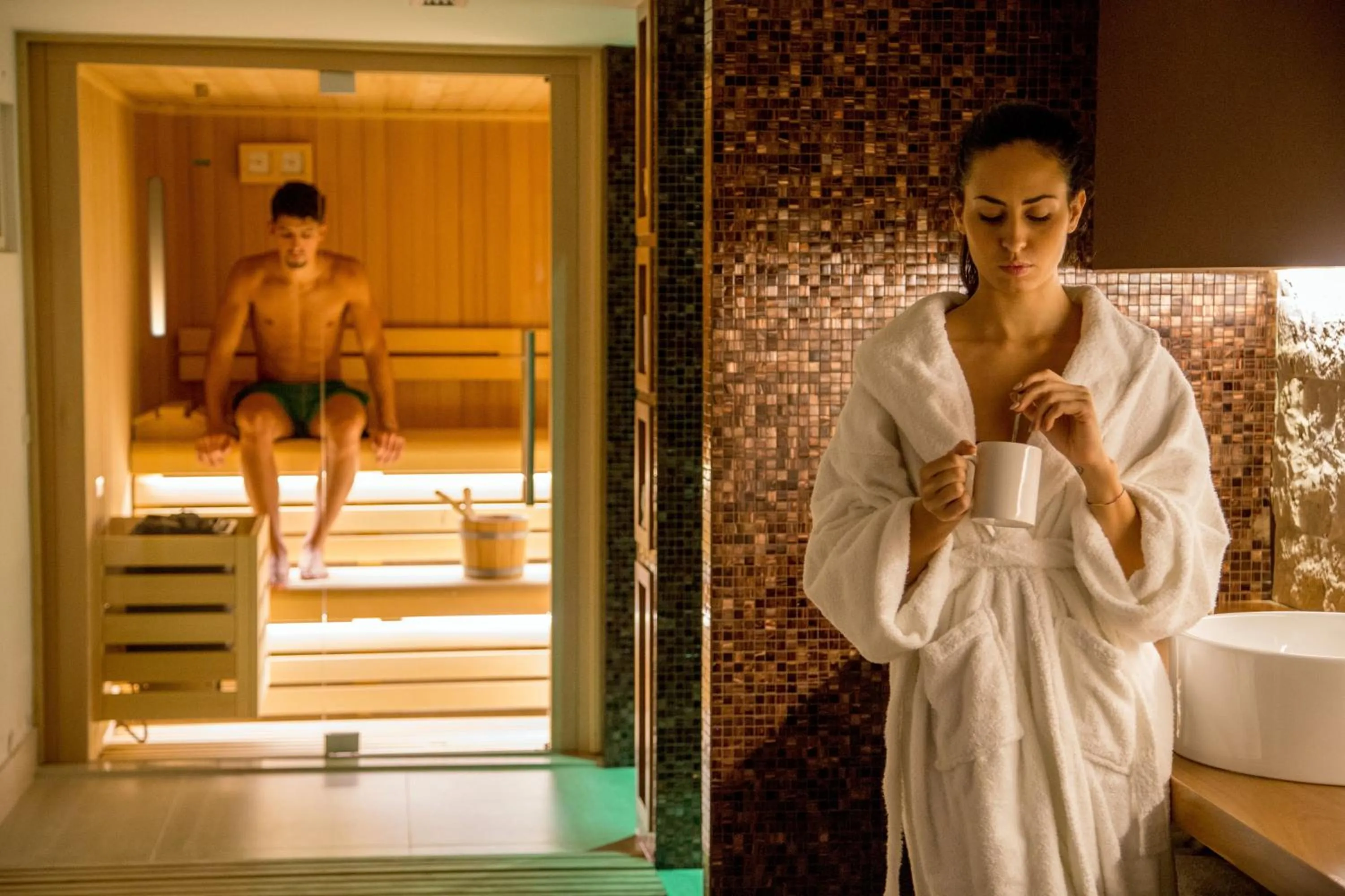 Sauna in The Spring House Hotel Rome Vatican, Tapestry Collection Hilton