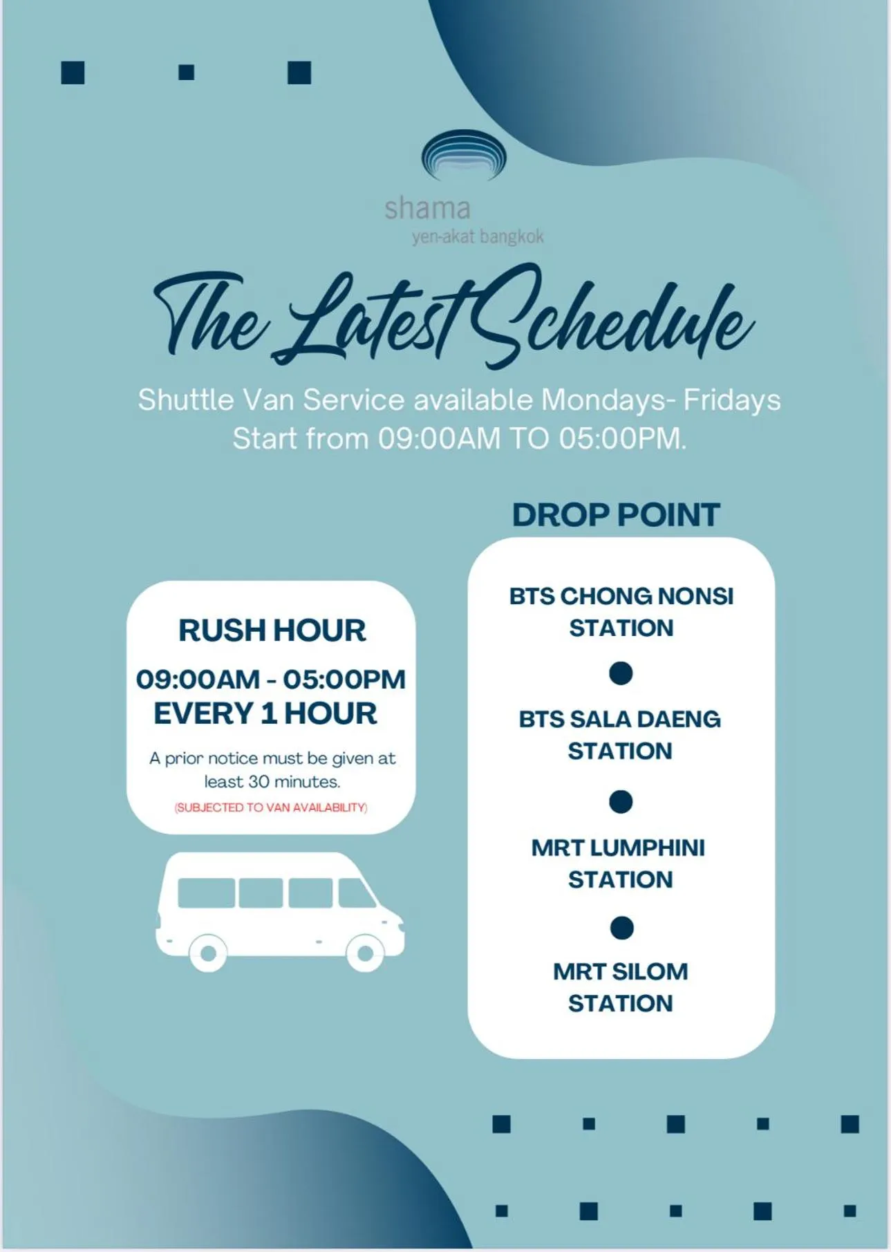 shuttle in Shama Yen-Akat Bangkok