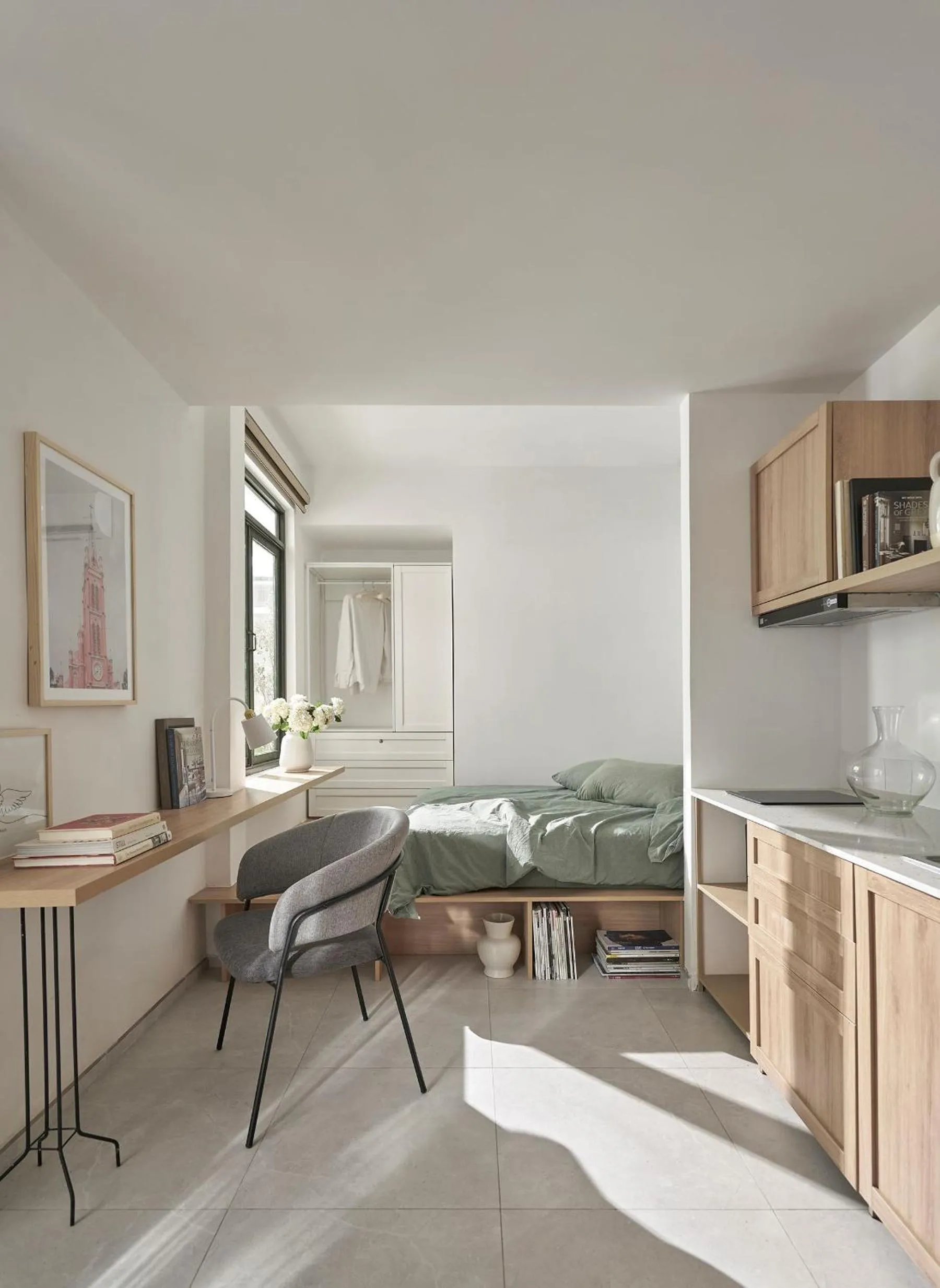 Kitchen or kitchenette, Bed in M Village Living Trần Quốc Thảo